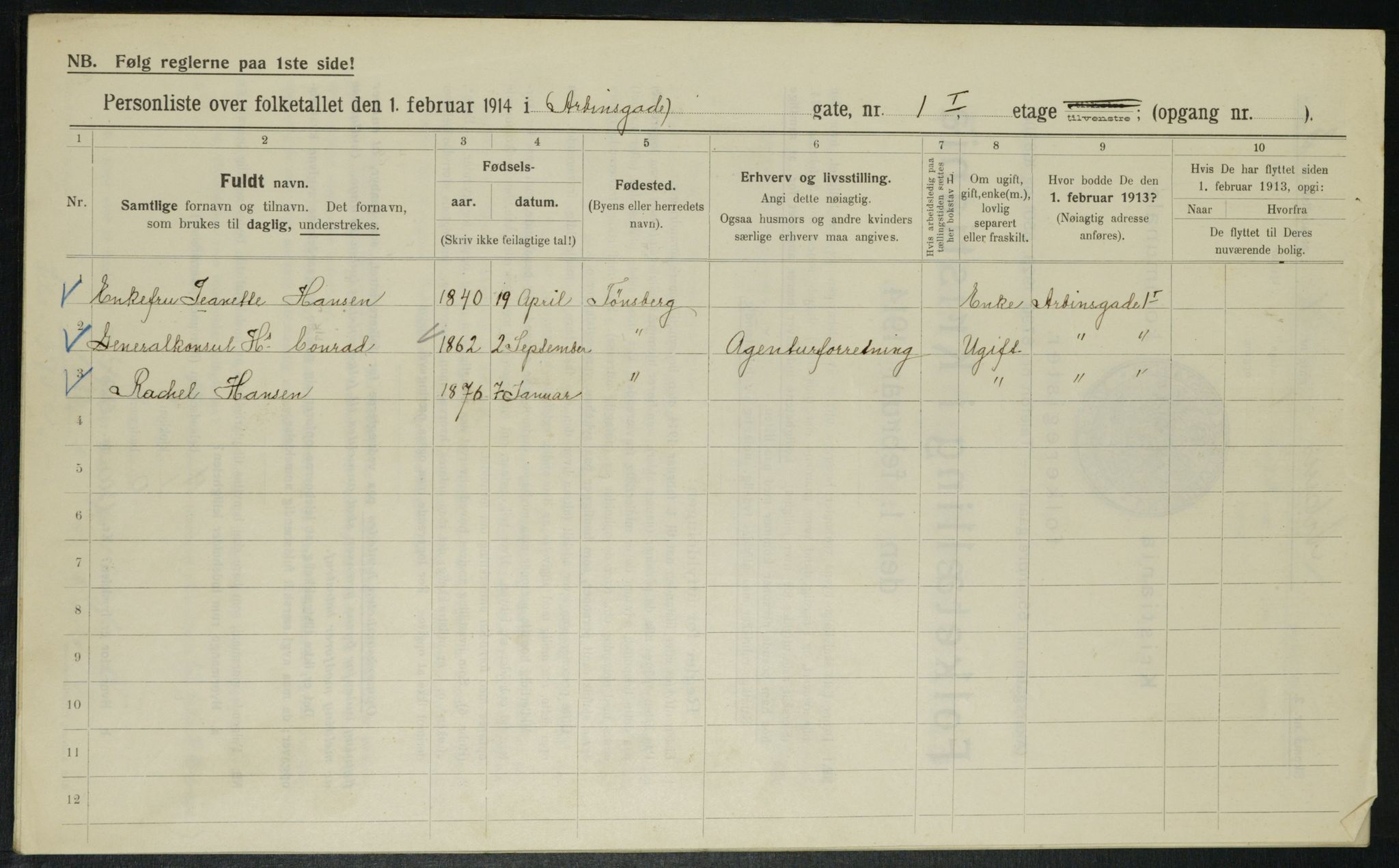 OBA, Kommunal folketelling 1.2.1914 for Kristiania, 1914, s. 1523