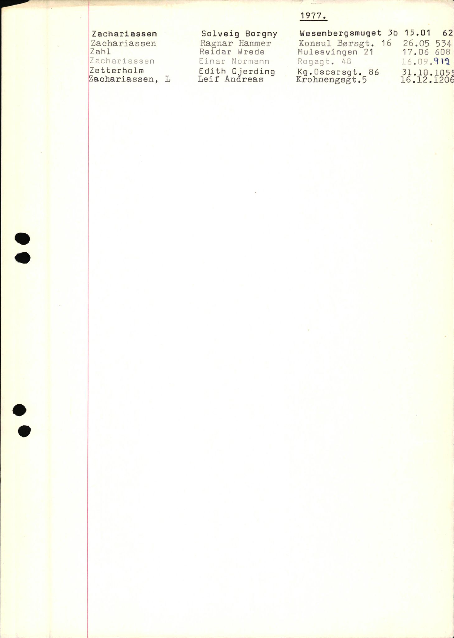 Byfogd og Byskriver i Bergen, SAB/A-3401/06/06Nb/L0017: Register til dødsfalljournaler, 1977, s. 60