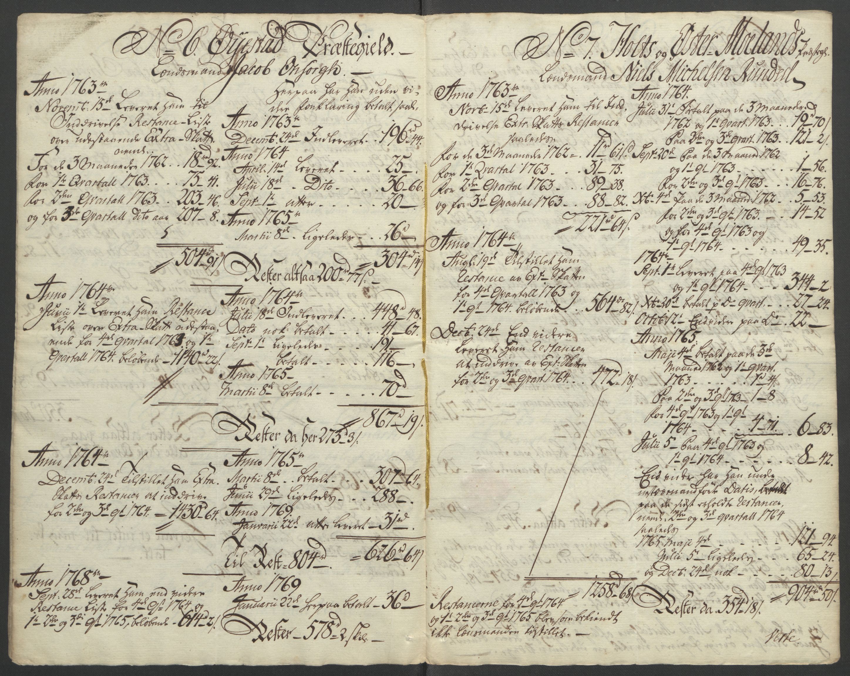 Rentekammeret inntil 1814, Reviderte regnskaper, Fogderegnskap, RA/EA-4092/R39/L2424: Ekstraskatten Nedenes, 1762-1767, s. 159