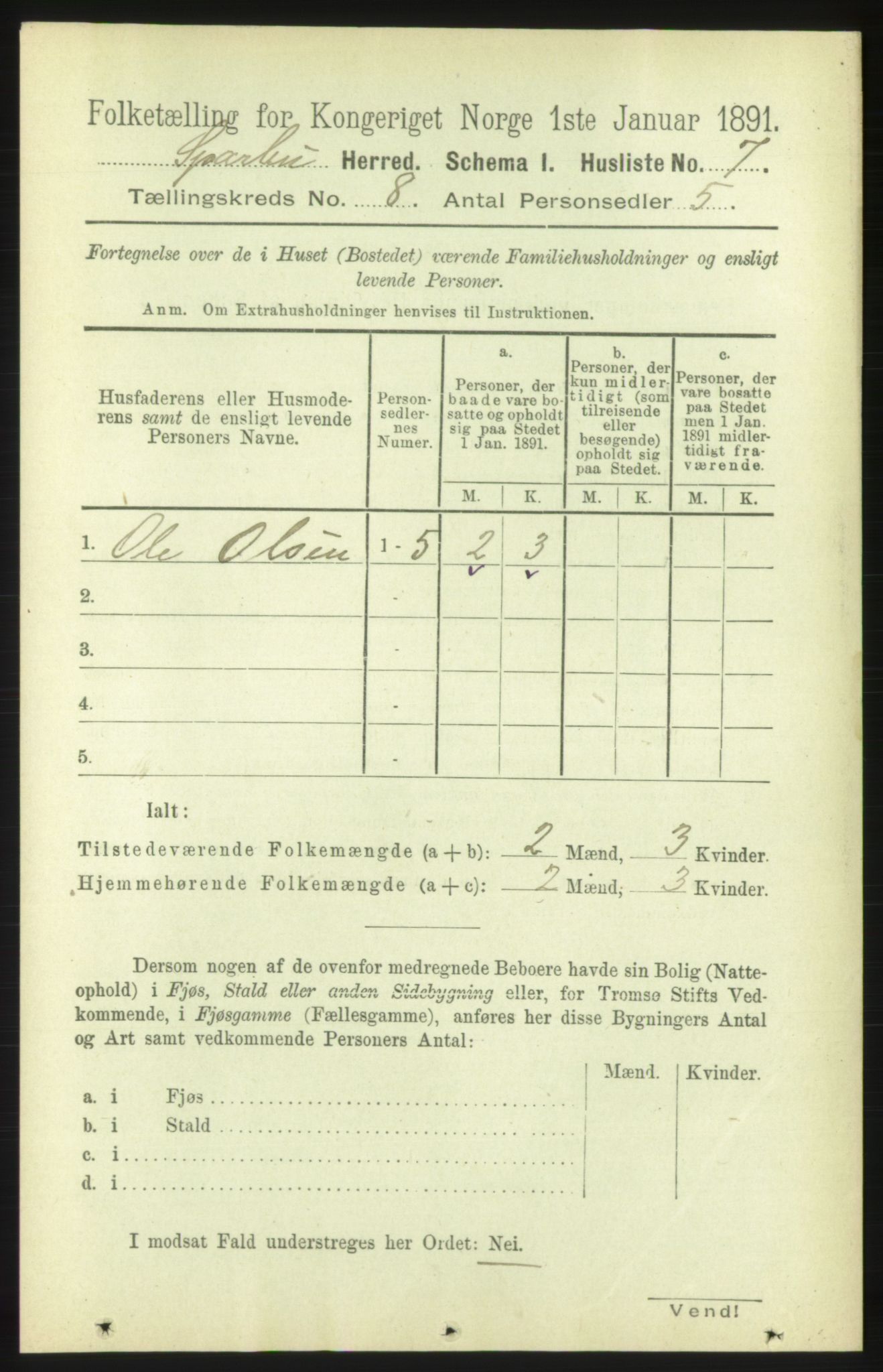 RA, Folketelling 1891 for 1731 Sparbu herred, 1891, s. 2767