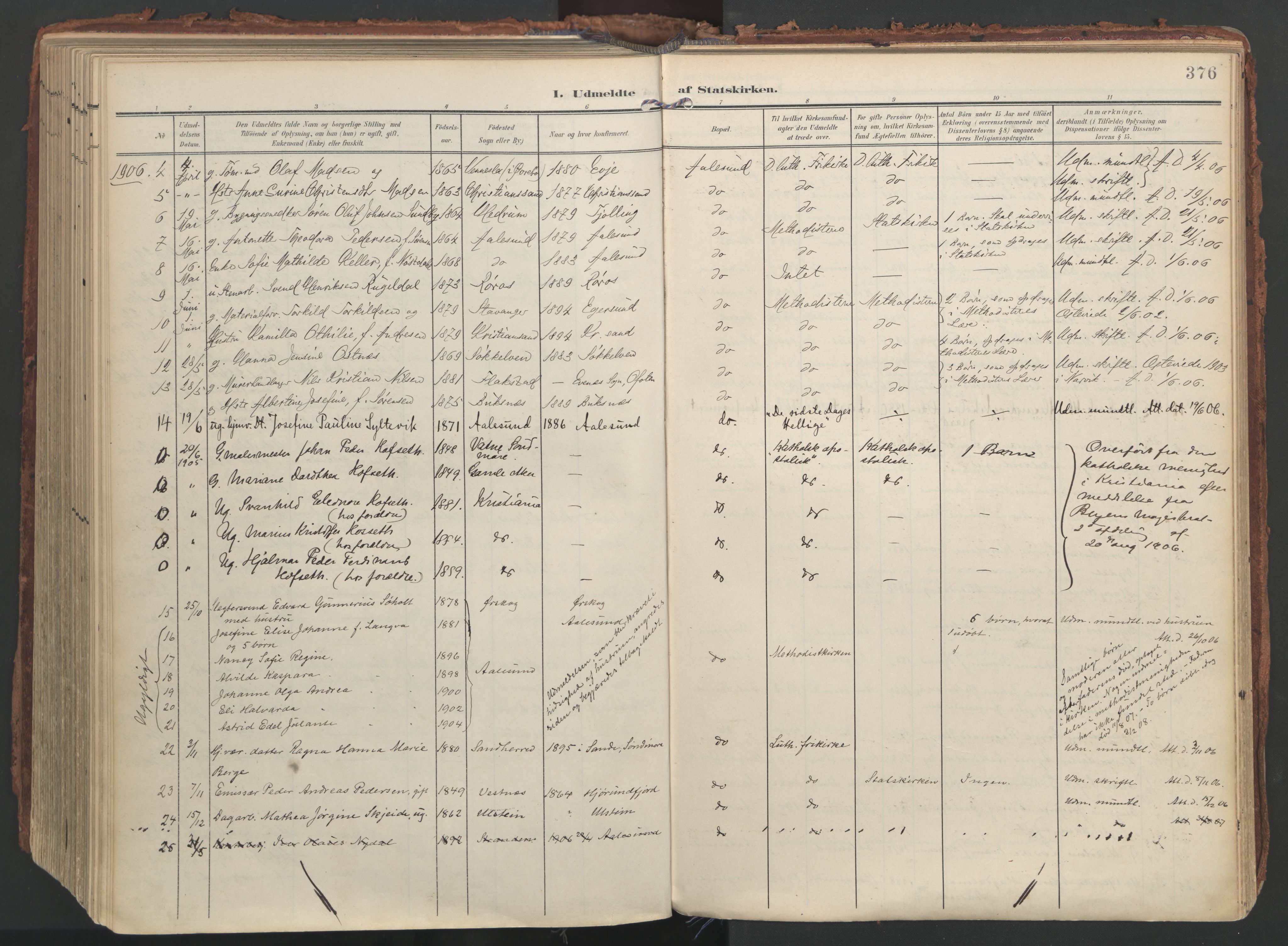 Ministerialprotokoller, klokkerbøker og fødselsregistre - Møre og Romsdal, AV/SAT-A-1454/529/L0459: Ministerialbok nr. 529A09, 1904-1917, s. 376