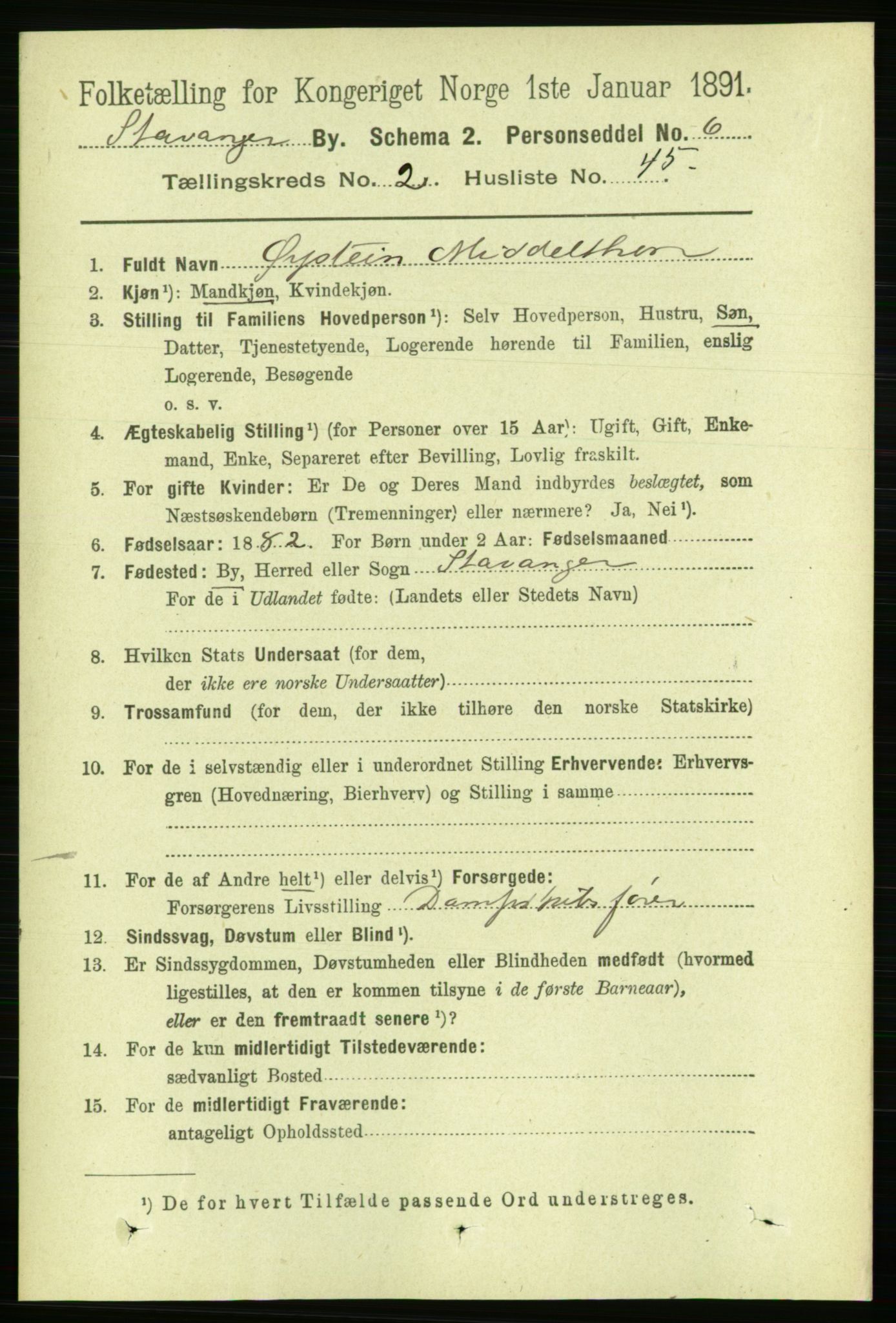 RA, Folketelling 1891 for 1103 Stavanger kjøpstad, 1891, s. 6267