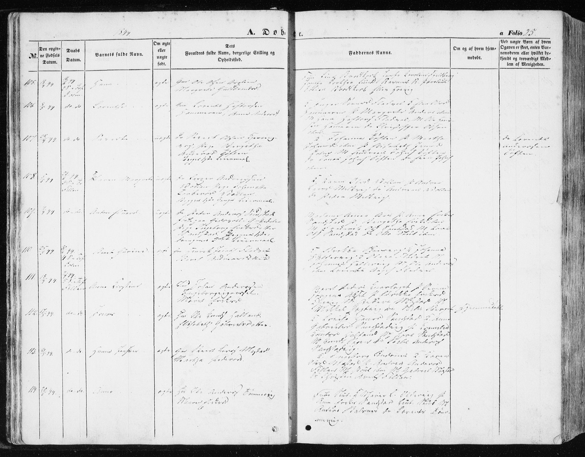 Ministerialprotokoller, klokkerbøker og fødselsregistre - Sør-Trøndelag, SAT/A-1456/634/L0529: Ministerialbok nr. 634A05, 1843-1851, s. 25