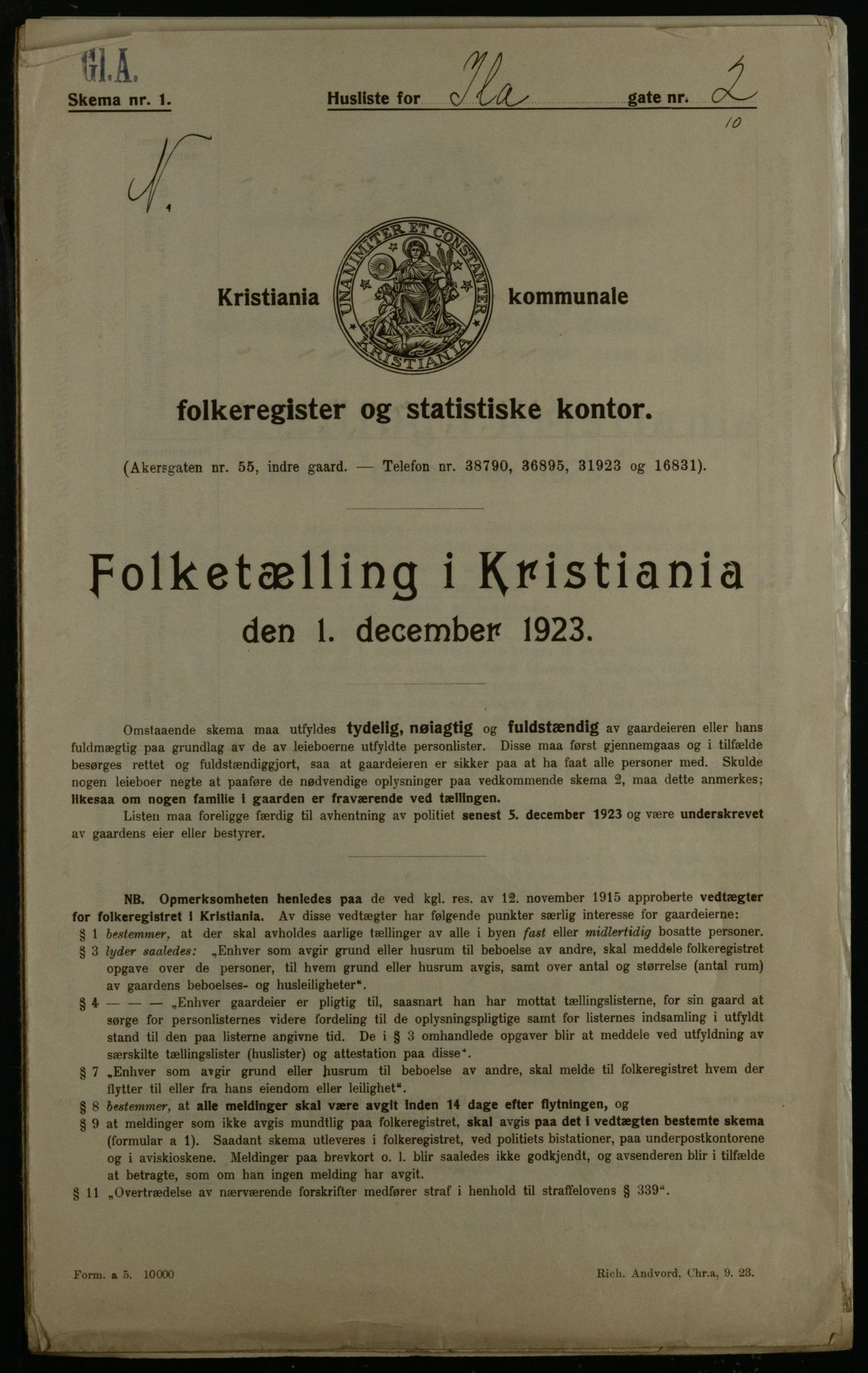 OBA, Kommunal folketelling 1.12.1923 for Kristiania, 1923, s. 48331