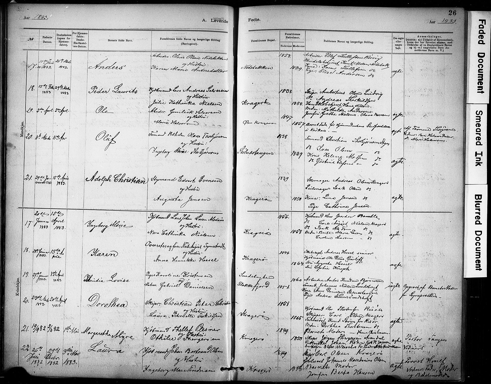 Kragerø kirkebøker, AV/SAKO-A-278/G/Ga/L0007: Klokkerbok nr. 7, 1881-1927, s. 26