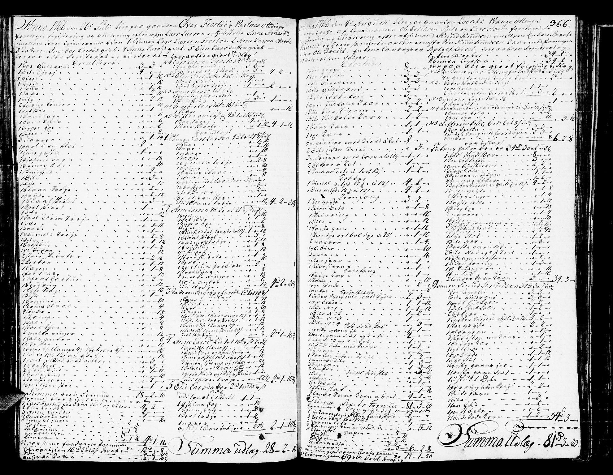 Romsdal sorenskriveri, AV/SAT-A-4149/1/3/3A/L0009: Skifteprotokoll, 1761-1773, s. 365b-366a