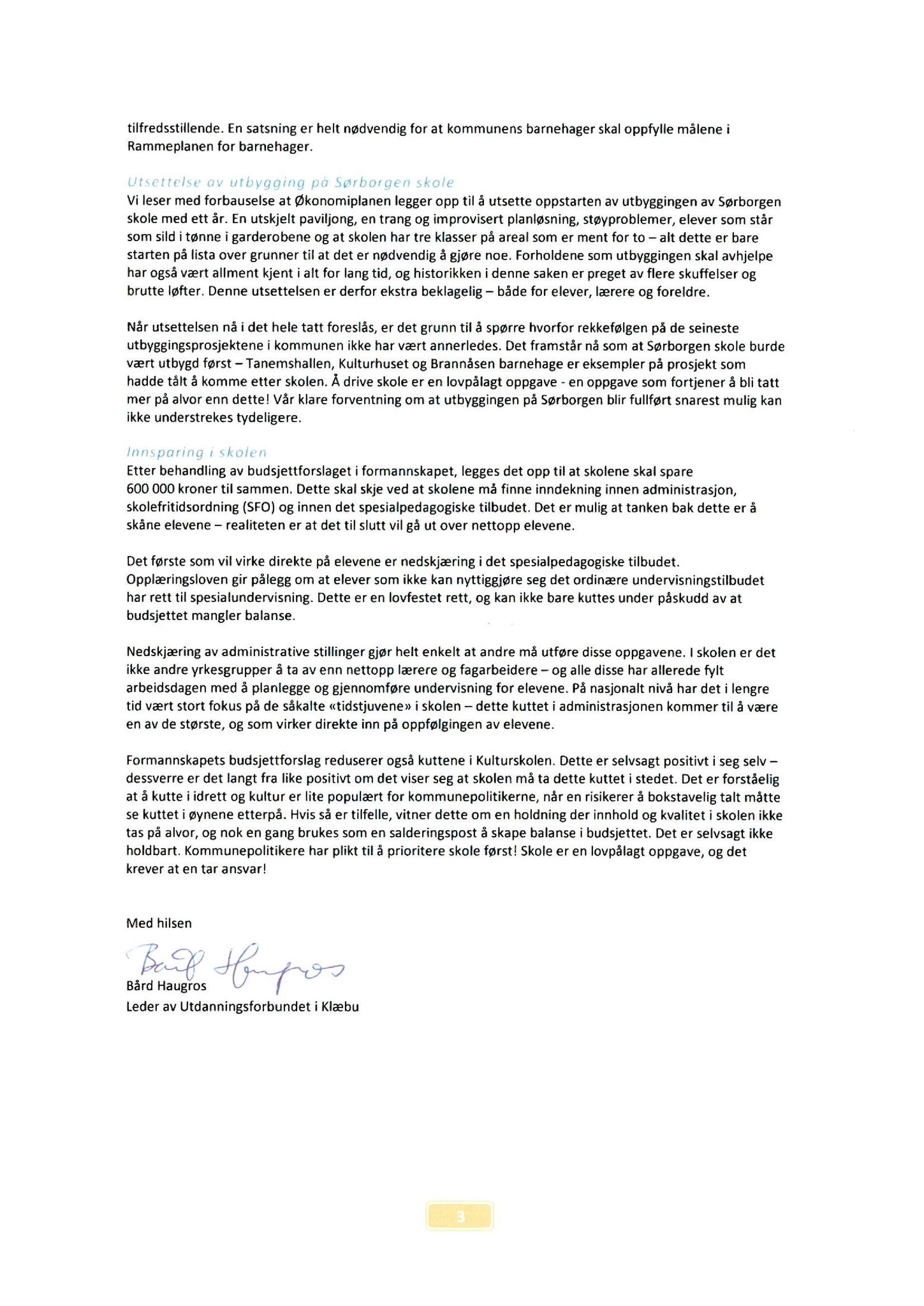 Klæbu Kommune, TRKO/KK/04-UO/L007: Utvalg for oppvekst - Møtedokumenter, 2016