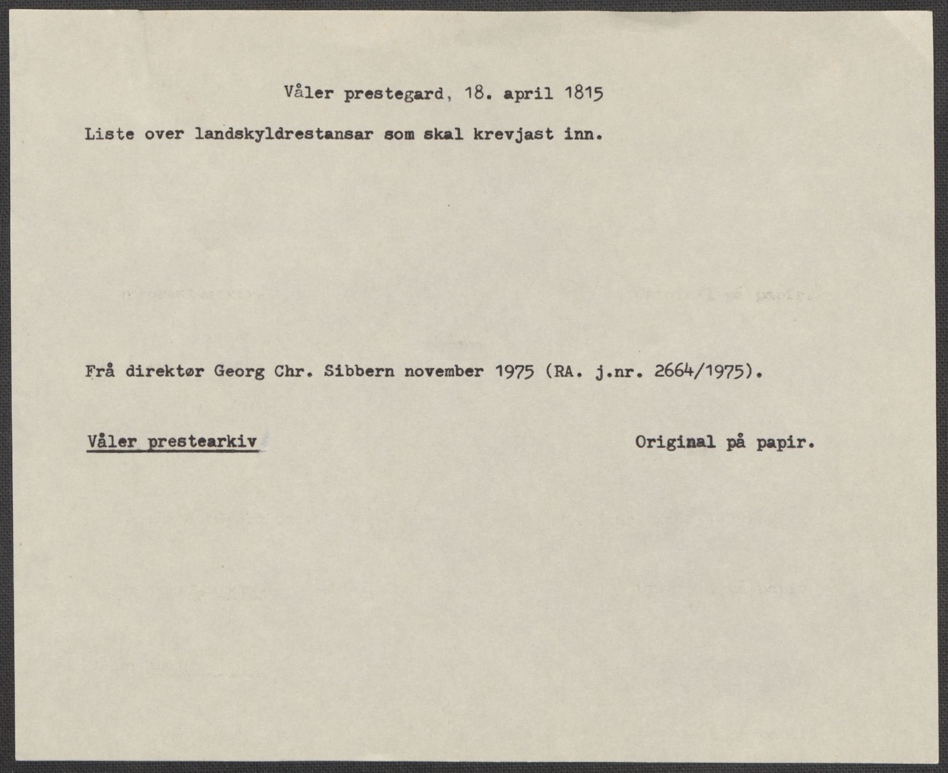 Riksarkivets diplomsamling, AV/RA-EA-5965/F15/L0005: Prestearkiv - Østfold, 1572-1830, s. 23
