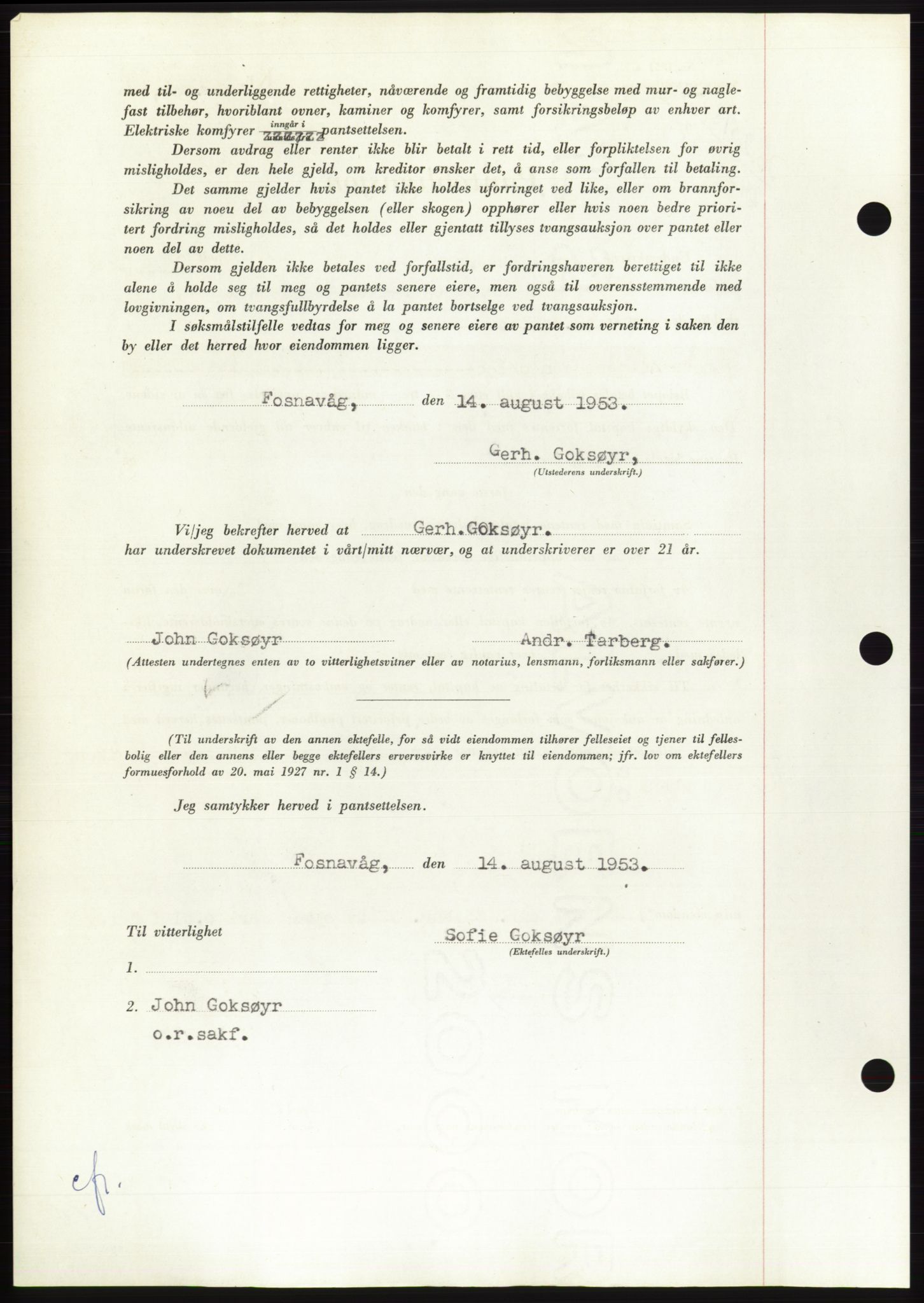 Søre Sunnmøre sorenskriveri, AV/SAT-A-4122/1/2/2C/L0123: Pantebok nr. 11B, 1953-1953, Dagboknr: 2018/1953