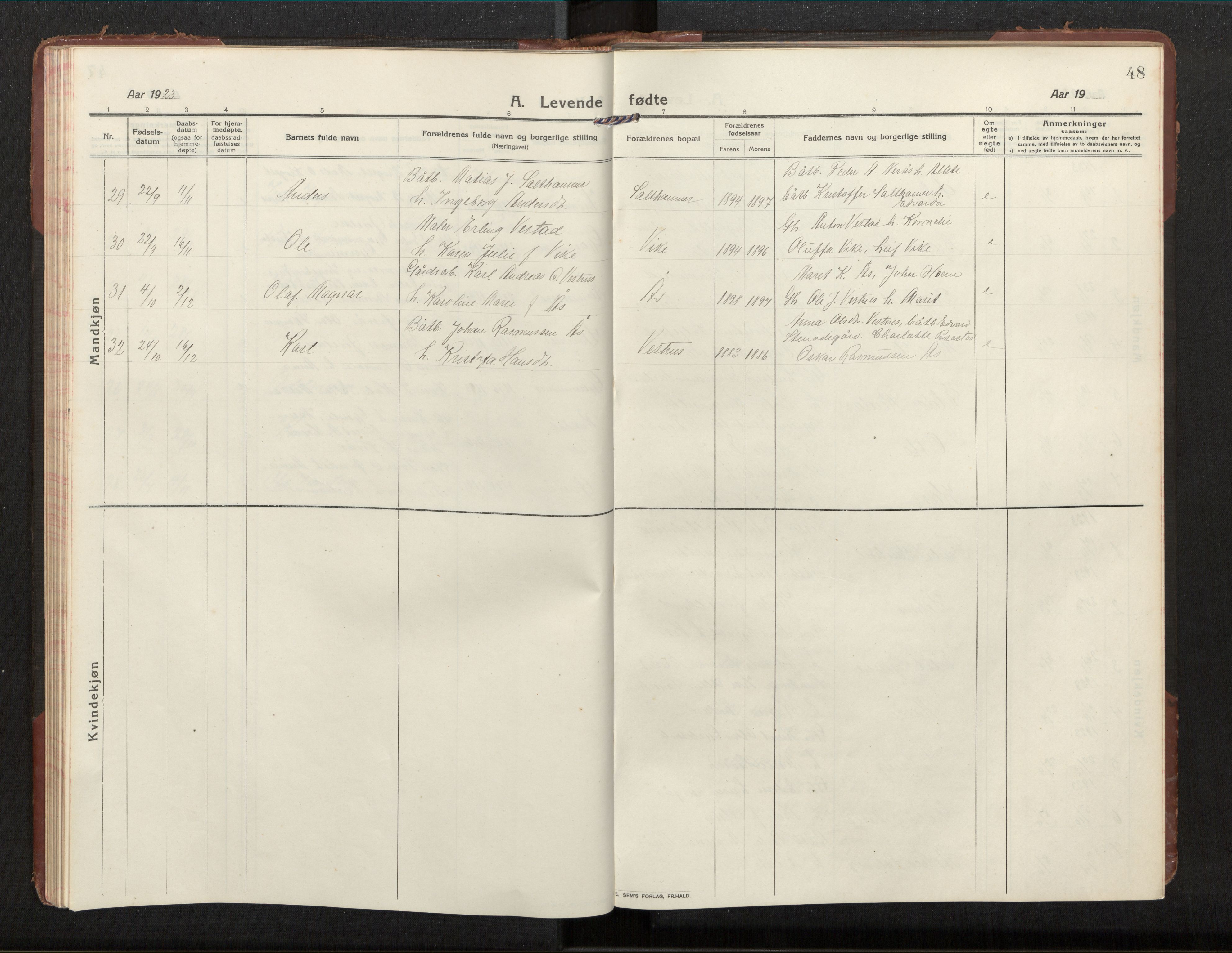 Ministerialprotokoller, klokkerbøker og fødselsregistre - Møre og Romsdal, AV/SAT-A-1454/539/L0536a: Klokkerbok nr. 539C03, 1912-1936, s. 48