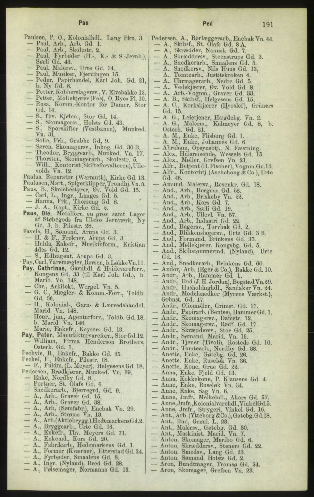 Kristiania/Oslo adressebok, PUBL/-, 1882, s. 191