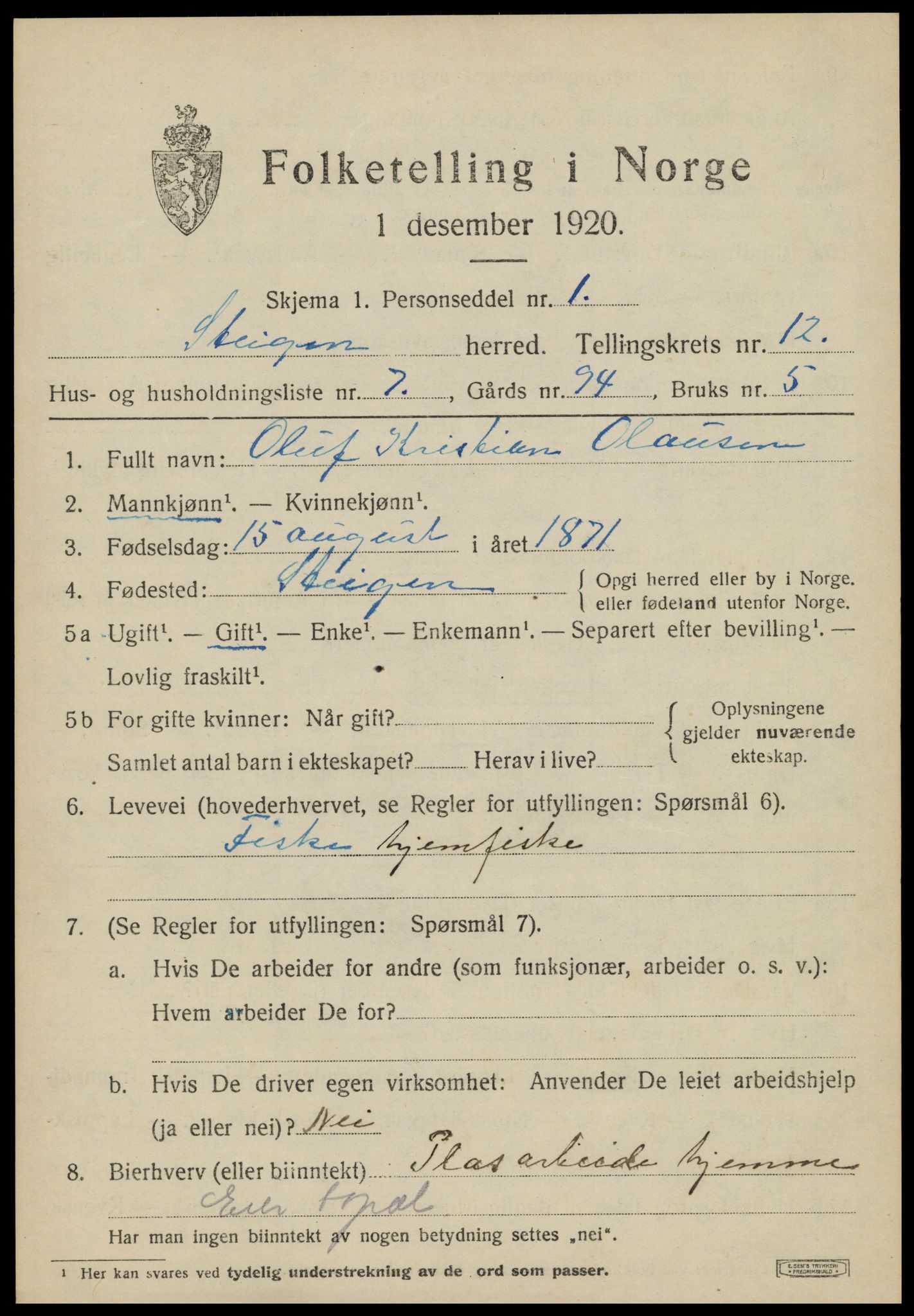 SAT, Folketelling 1920 for 1848 Steigen herred, 1920, s. 4842