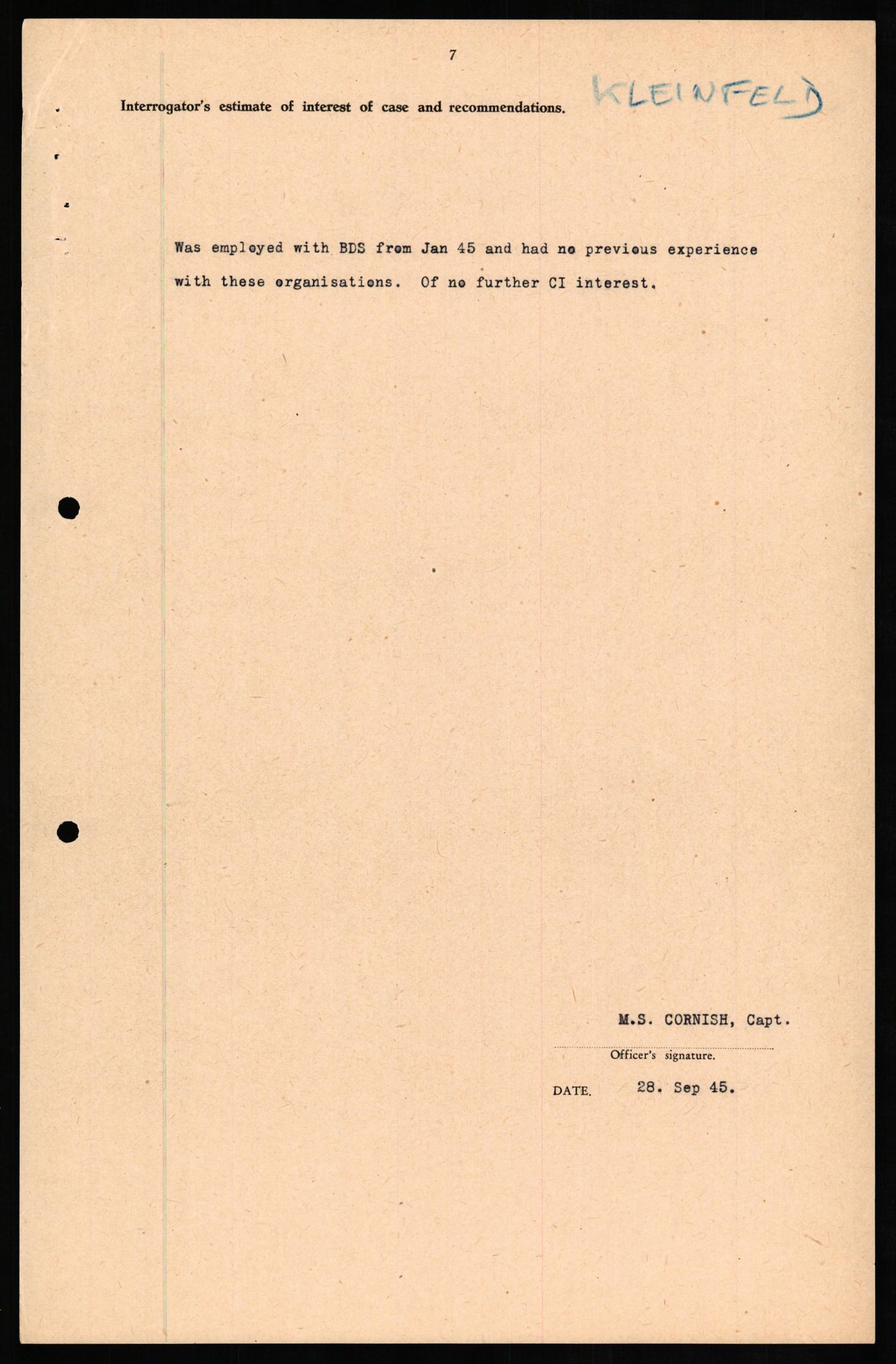 Forsvaret, Forsvarets overkommando II, AV/RA-RAFA-3915/D/Db/L0016: CI Questionaires. Tyske okkupasjonsstyrker i Norge. Tyskere., 1945-1946, s. 869