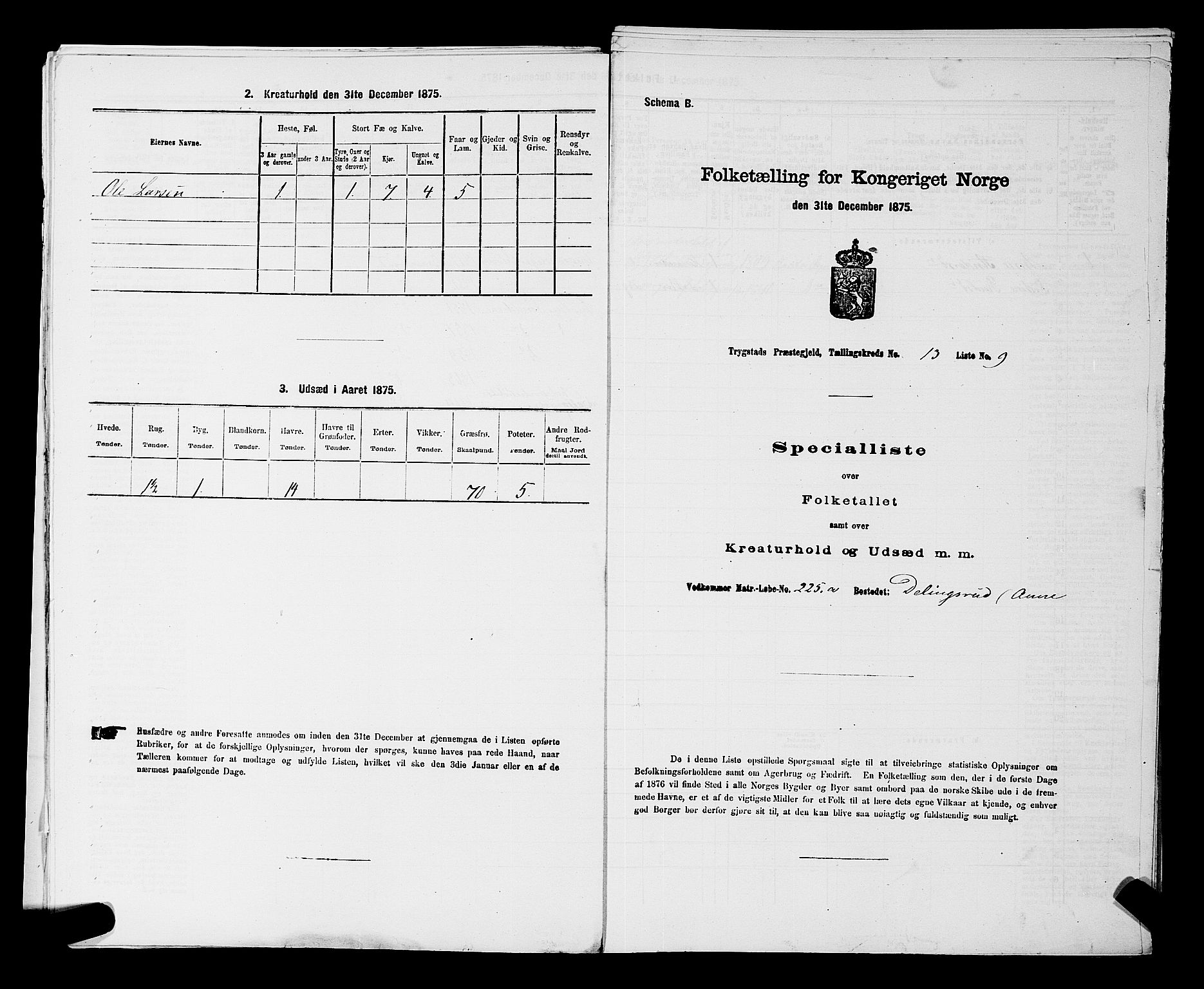 RA, Folketelling 1875 for 0122P Trøgstad prestegjeld, 1875, s. 1449