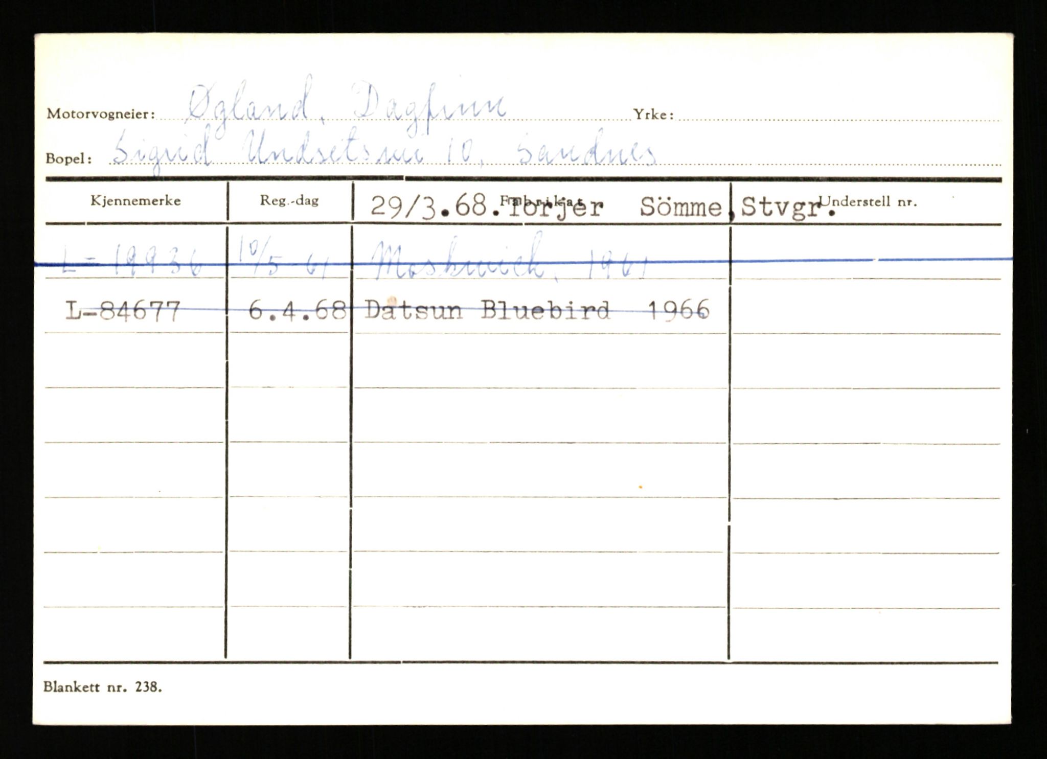 Stavanger trafikkstasjon, SAST/A-101942/0/H/L0043: Viste - Øksendal, 1930-1971, s. 1960