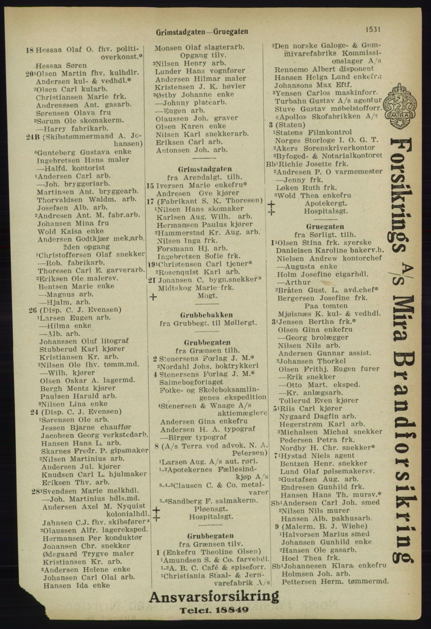 Kristiania/Oslo adressebok, PUBL/-, 1918, s. 1684