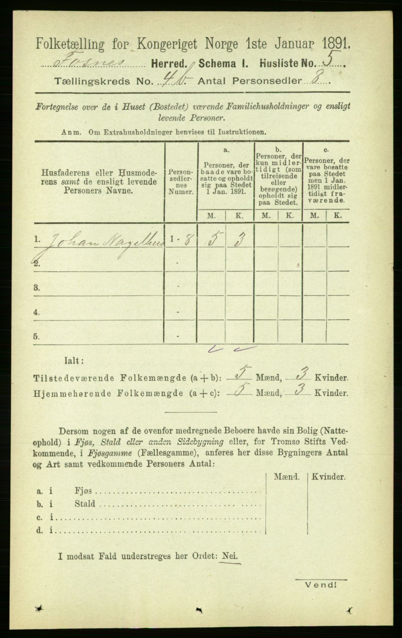 RA, Folketelling 1891 for 1748 Fosnes herred, 1891, s. 1685