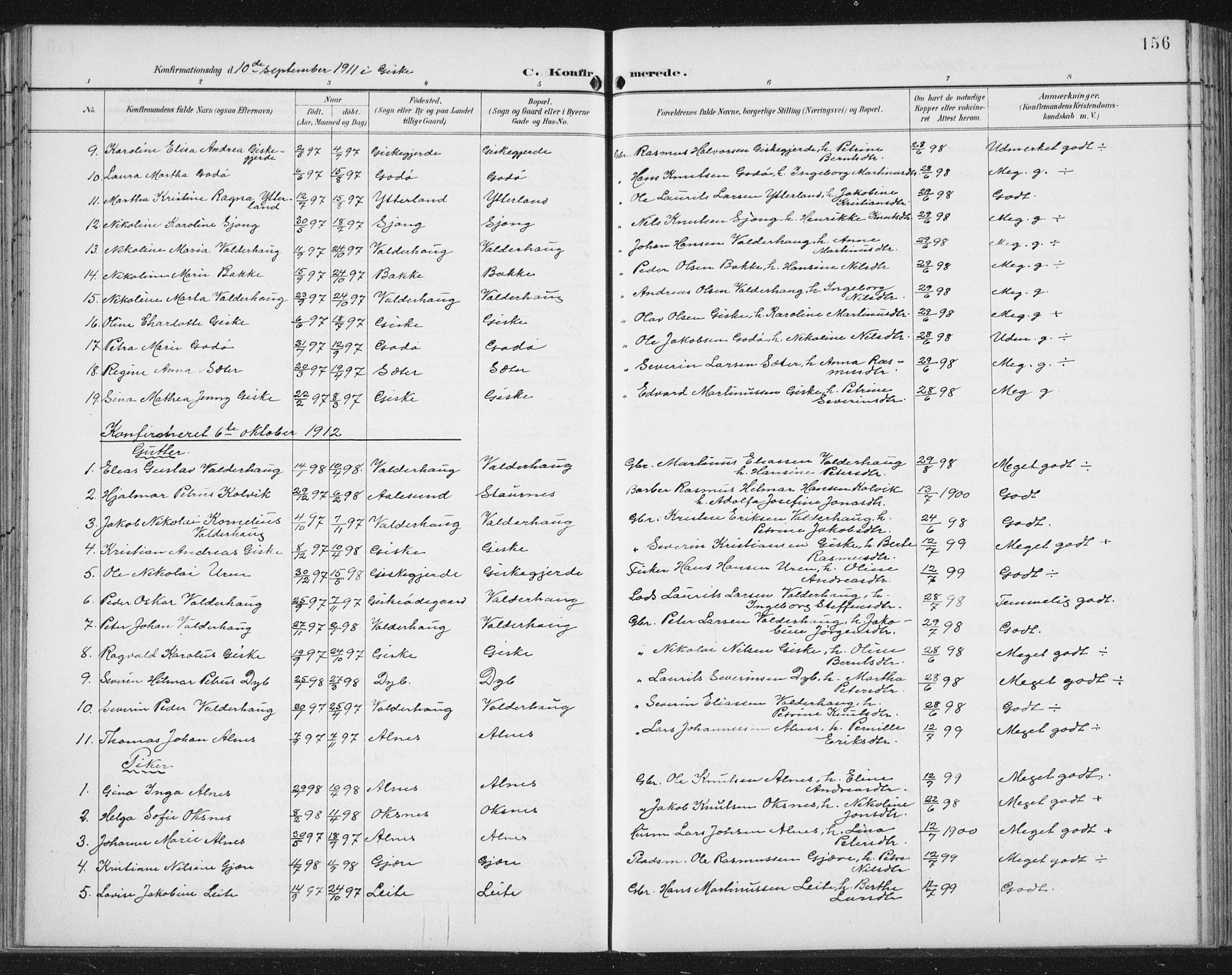 Ministerialprotokoller, klokkerbøker og fødselsregistre - Møre og Romsdal, SAT/A-1454/534/L0489: Klokkerbok nr. 534C01, 1899-1941, s. 156