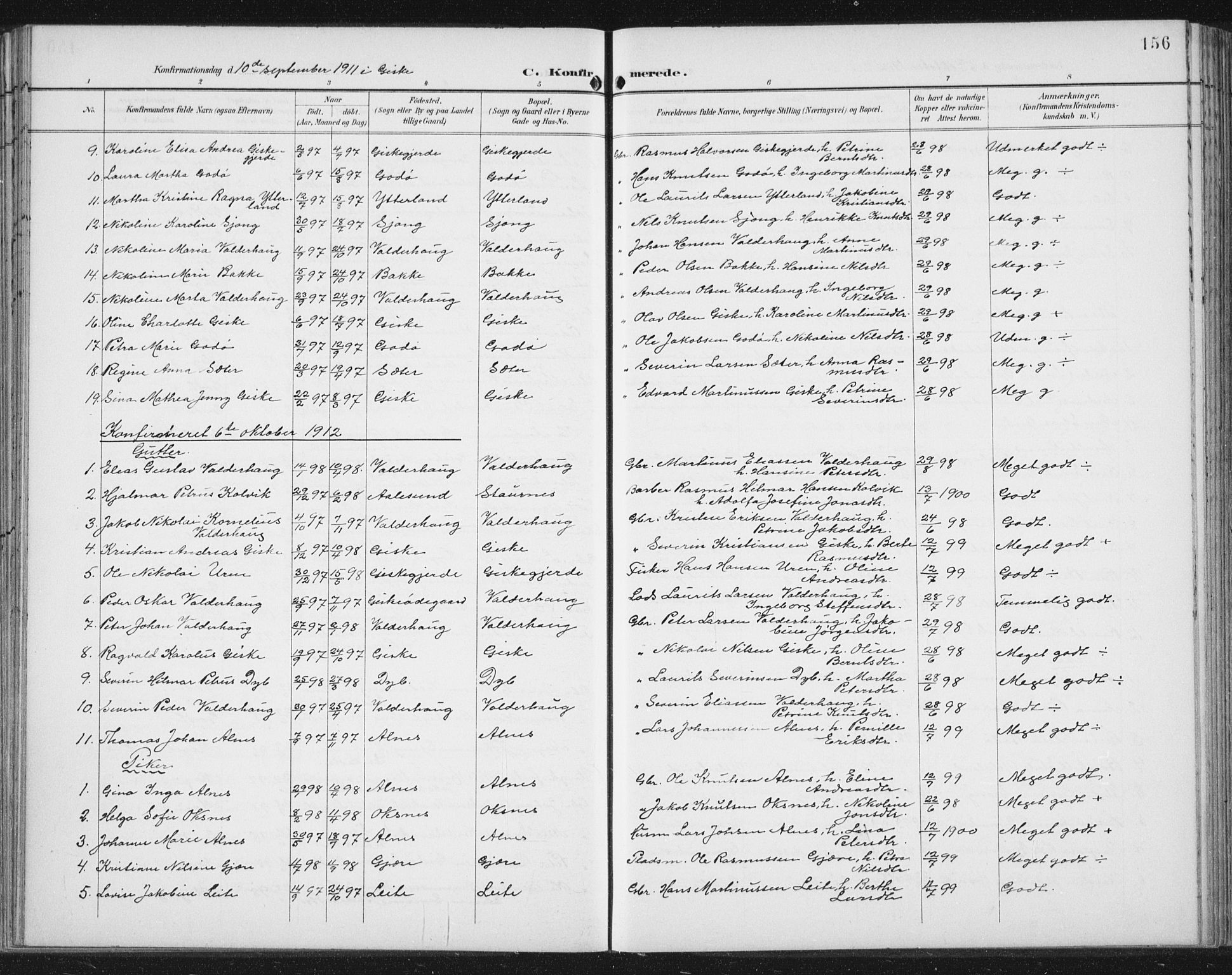 Ministerialprotokoller, klokkerbøker og fødselsregistre - Møre og Romsdal, AV/SAT-A-1454/534/L0489: Klokkerbok nr. 534C01, 1899-1941, s. 156