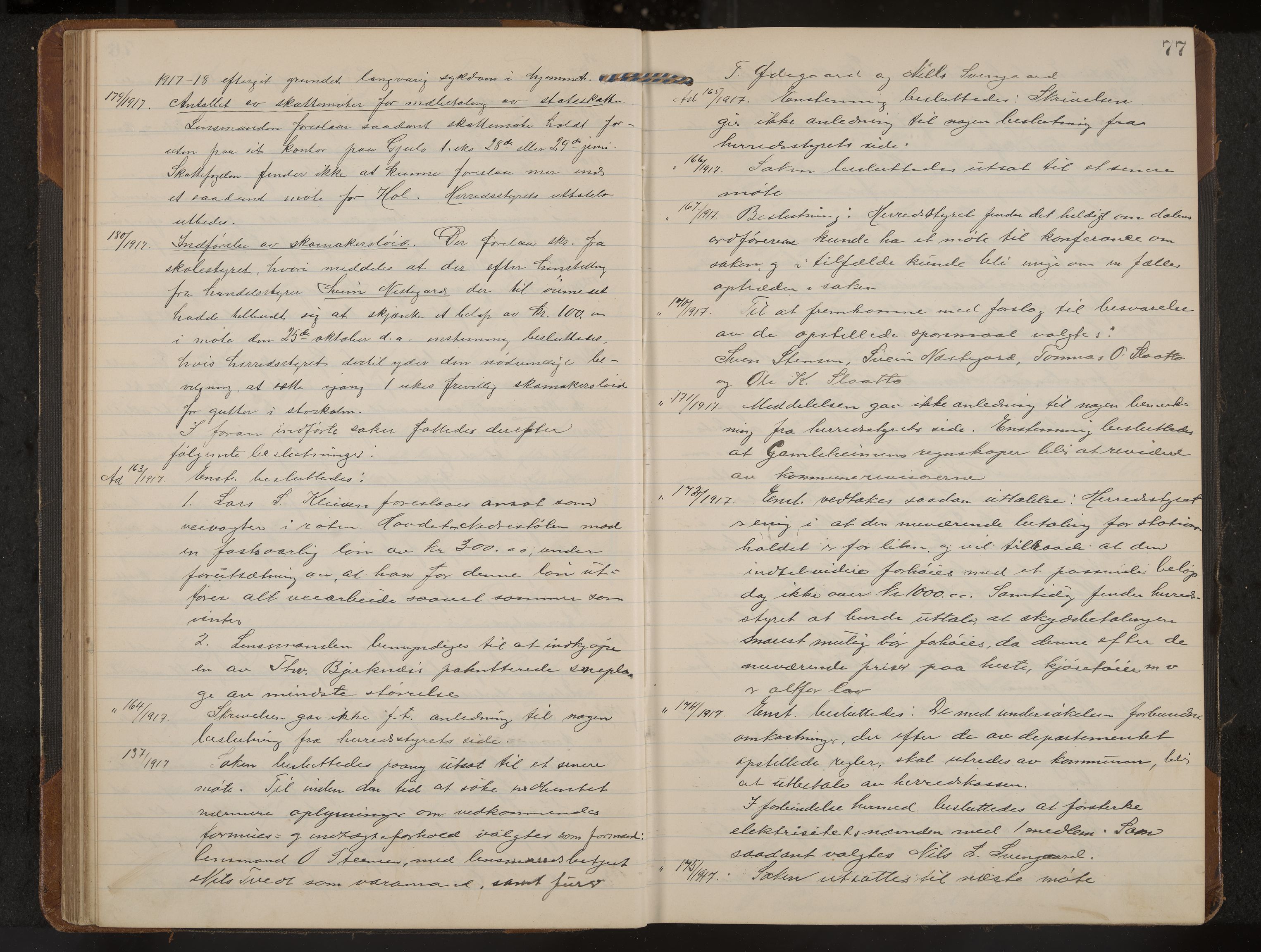 Hol formannskap og sentraladministrasjon, IKAK/0620021-1/A/L0006: Møtebok, 1916-1922, s. 77