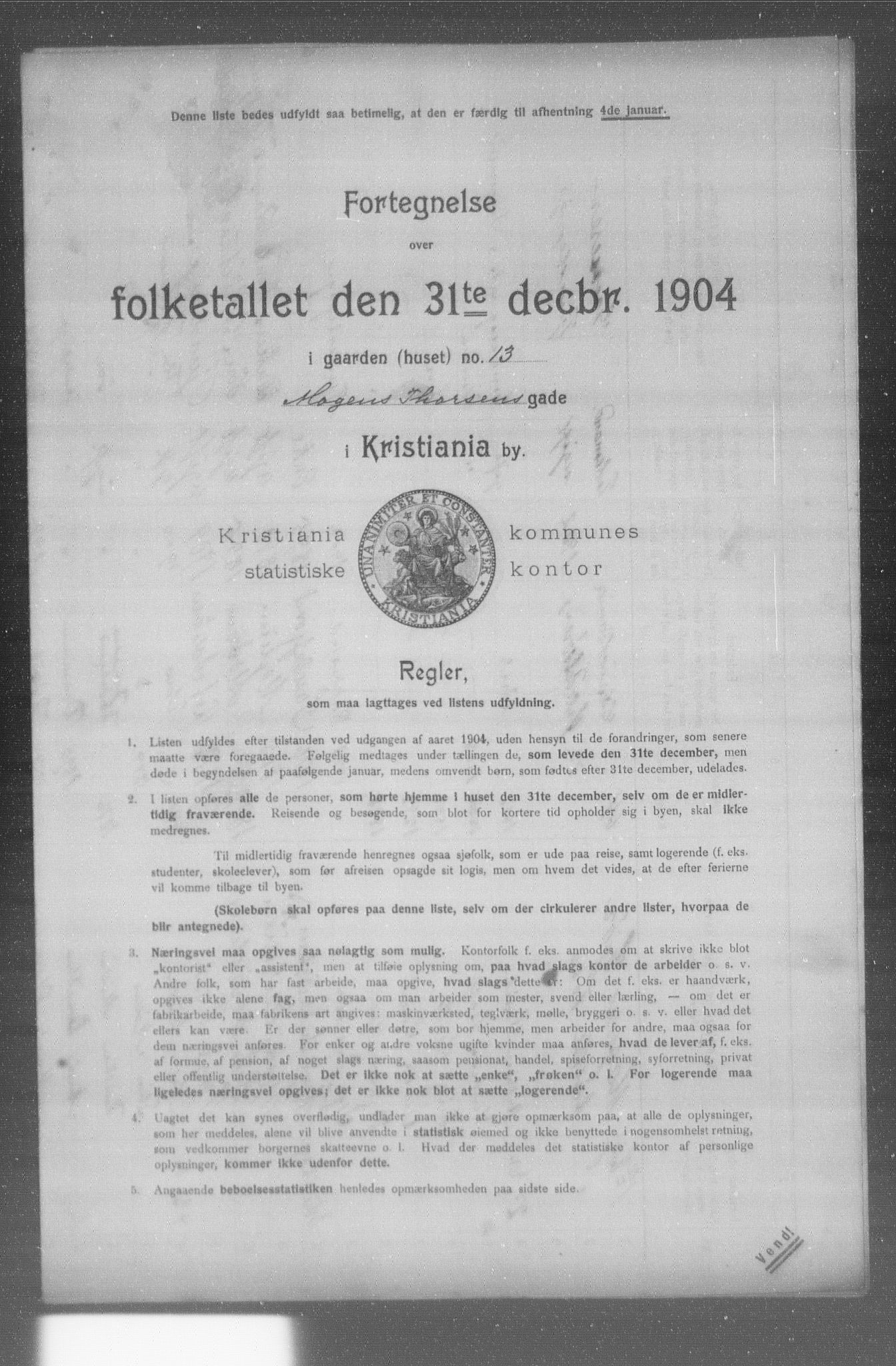 OBA, Kommunal folketelling 31.12.1904 for Kristiania kjøpstad, 1904, s. 12591