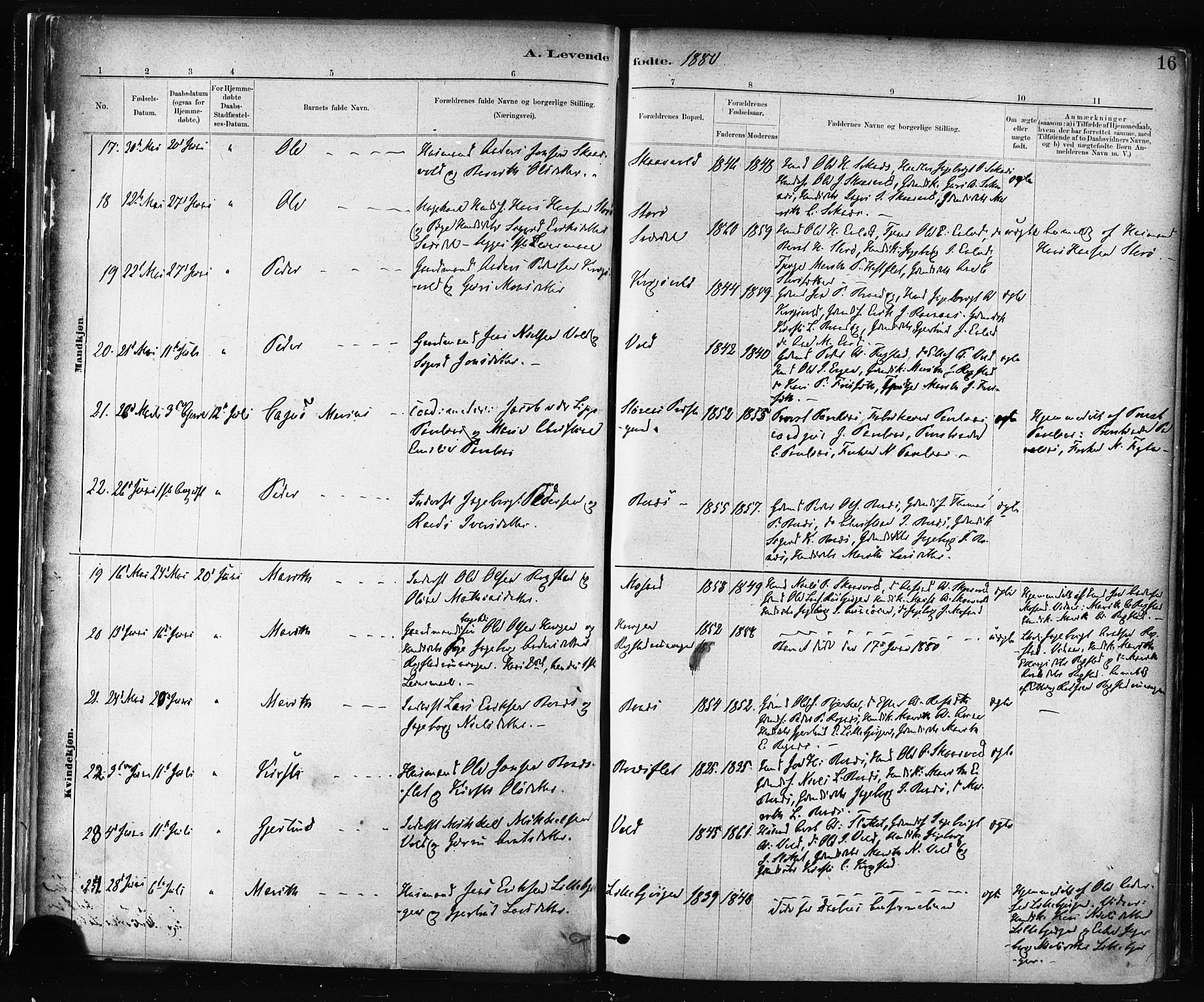 Ministerialprotokoller, klokkerbøker og fødselsregistre - Sør-Trøndelag, SAT/A-1456/687/L1002: Ministerialbok nr. 687A08, 1878-1890, s. 16