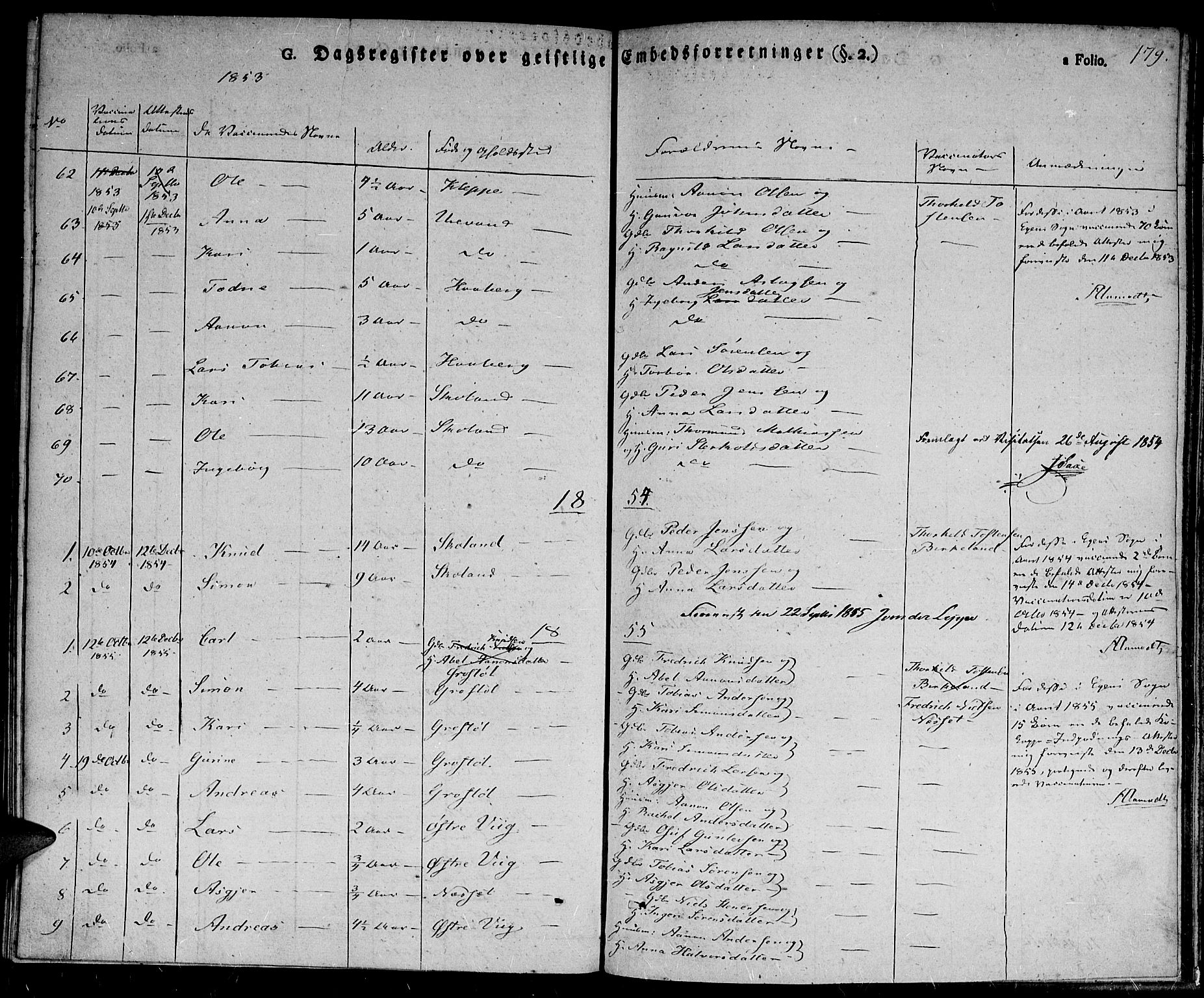 Hægebostad sokneprestkontor, SAK/1111-0024/F/Fa/Fab/L0001: Ministerialbok nr. A 1, 1823-1867, s. 179
