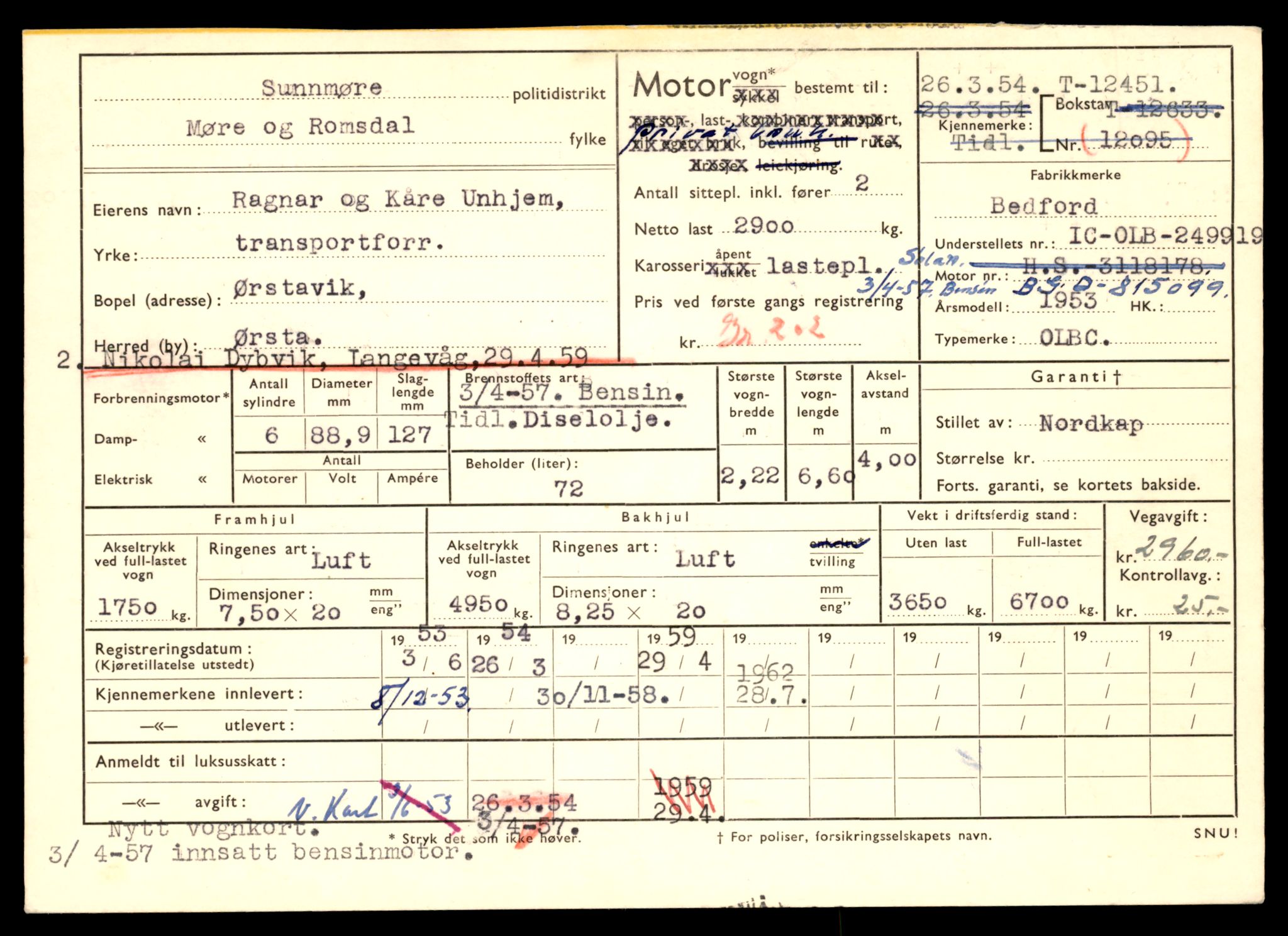 Møre og Romsdal vegkontor - Ålesund trafikkstasjon, AV/SAT-A-4099/F/Fe/L0033: Registreringskort for kjøretøy T 12151 - T 12474, 1927-1998, s. 3375