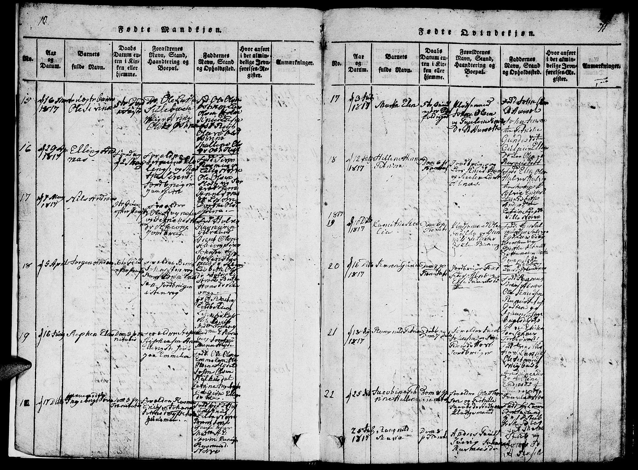 Ministerialprotokoller, klokkerbøker og fødselsregistre - Møre og Romsdal, AV/SAT-A-1454/528/L0423: Klokkerbok nr. 528C04, 1816-1827, s. 10-11