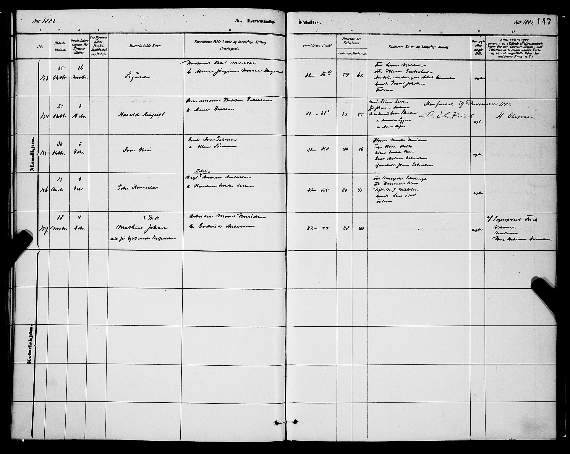 Korskirken sokneprestembete, SAB/A-76101/H/Hab: Klokkerbok nr. B 8, 1878-1887, s. 147