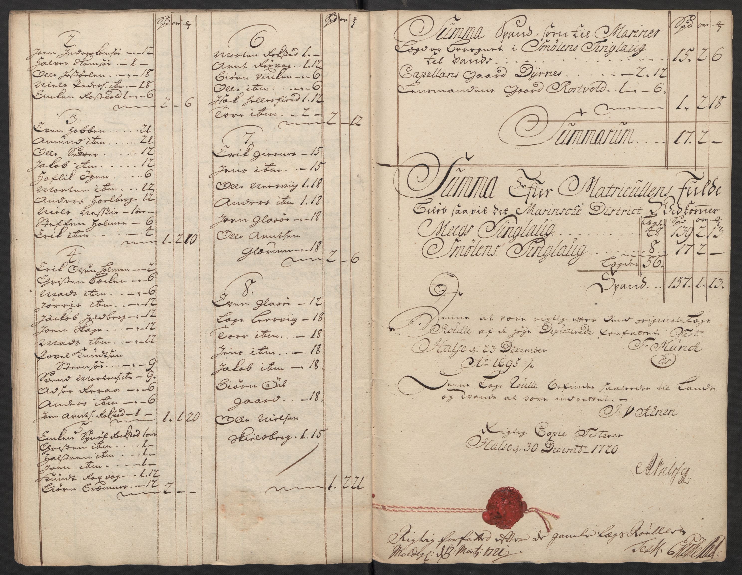 Rentekammeret inntil 1814, Reviderte regnskaper, Fogderegnskap, RA/EA-4092/R56/L3753: Fogderegnskap Nordmøre, 1720, s. 99