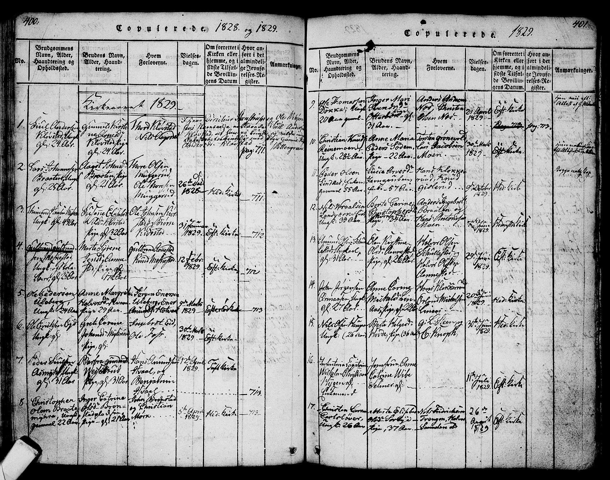 Sandsvær kirkebøker, SAKO/A-244/G/Ga/L0003: Klokkerbok nr. I 3, 1817-1839, s. 400-401