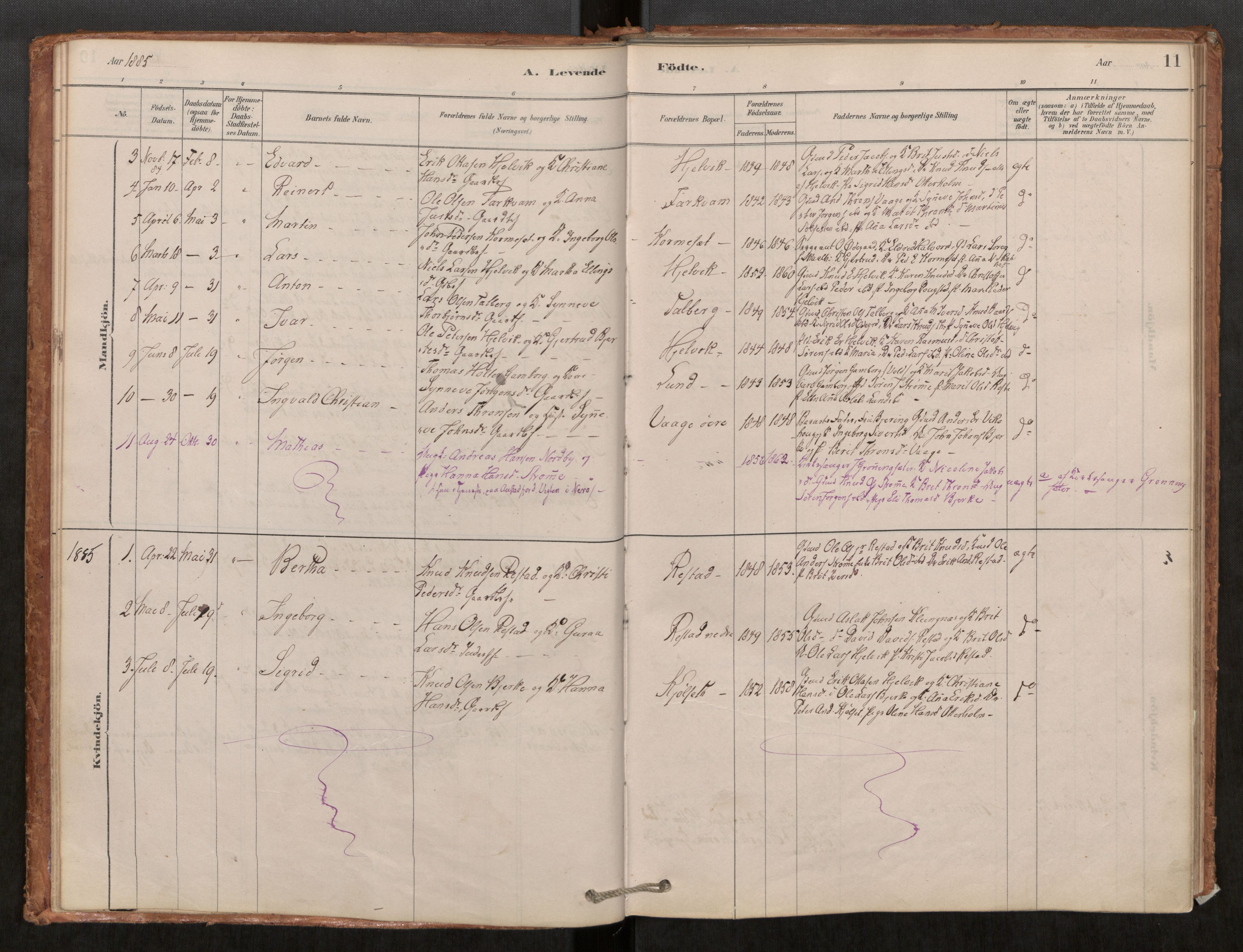 Ministerialprotokoller, klokkerbøker og fødselsregistre - Møre og Romsdal, AV/SAT-A-1454/550/L0621: Ministerialbok nr. 550A01, 1878-1915, s. 11