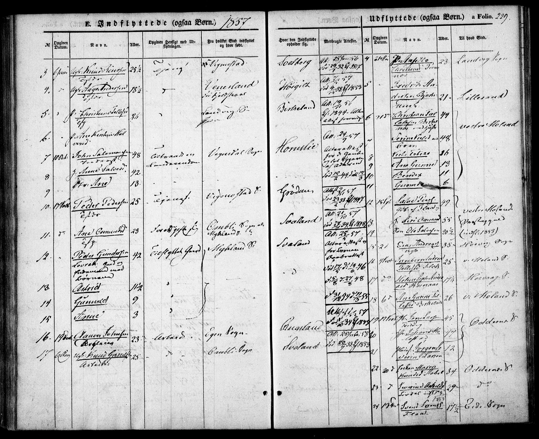 Birkenes sokneprestkontor, SAK/1111-0004/F/Fa/L0003: Ministerialbok nr. A 3, 1850-1866, s. 229