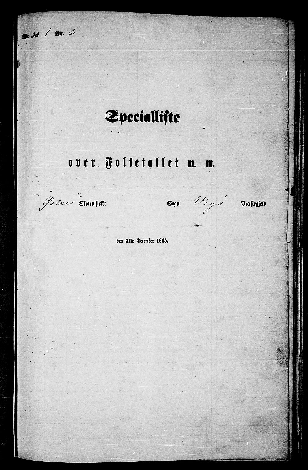 RA, Folketelling 1865 for 1815P Vega prestegjeld, 1865, s. 20