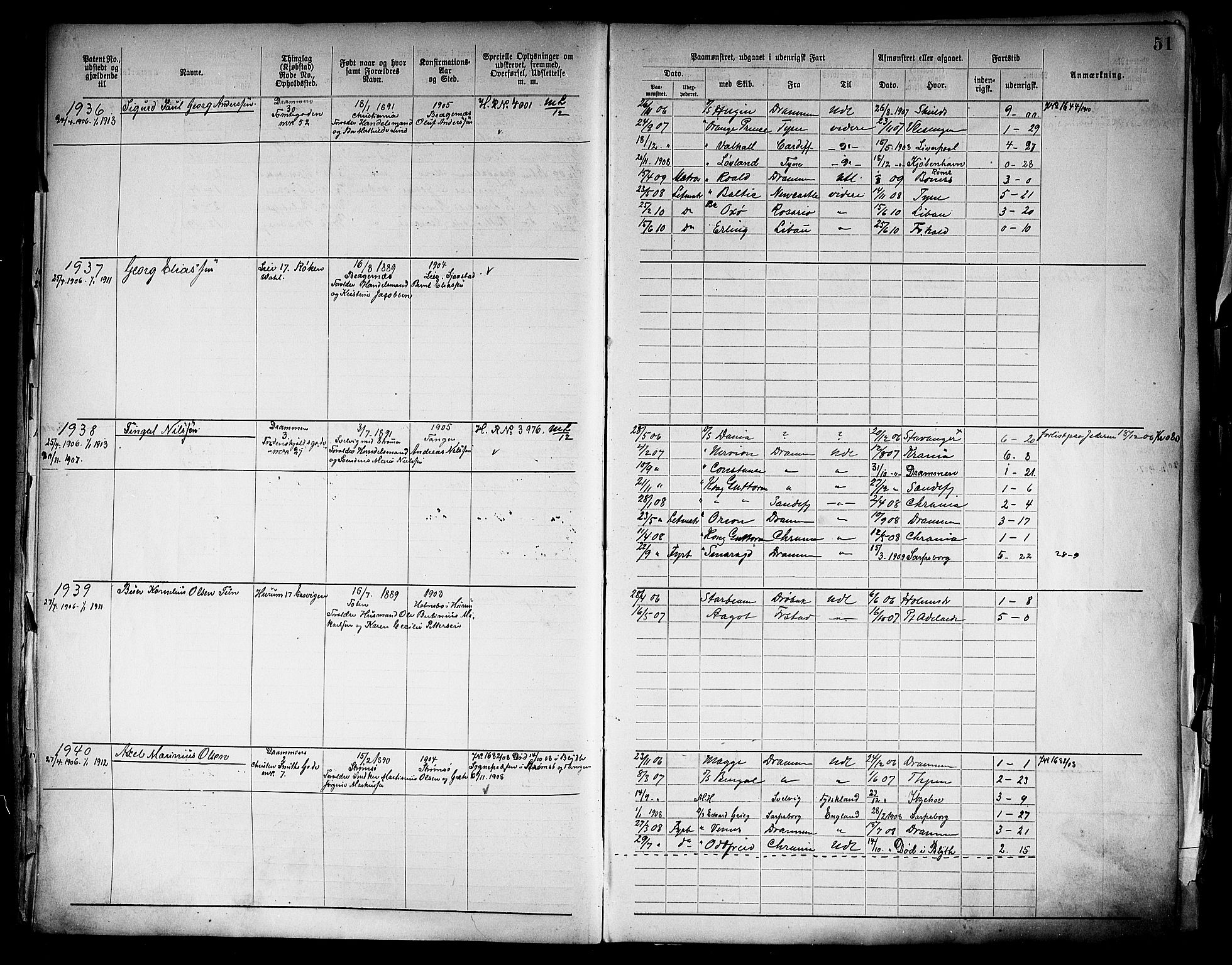 Drammen innrulleringsdistrikt, AV/SAKO-A-781/F/Fb/L0006: Annotasjonsrulle, 1905-1911, s. 53