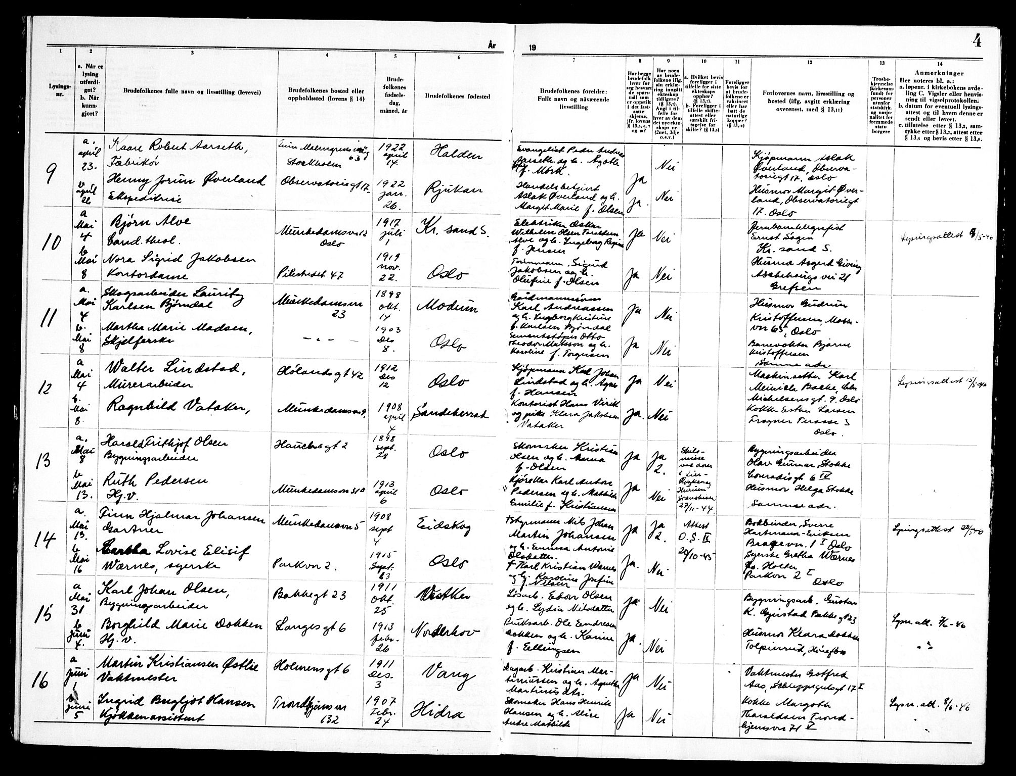 Piperviken prestekontor Kirkebøker, AV/SAO-A-10874/H/L0003: Lysningsprotokoll nr. 3, 1945-1959, s. 4