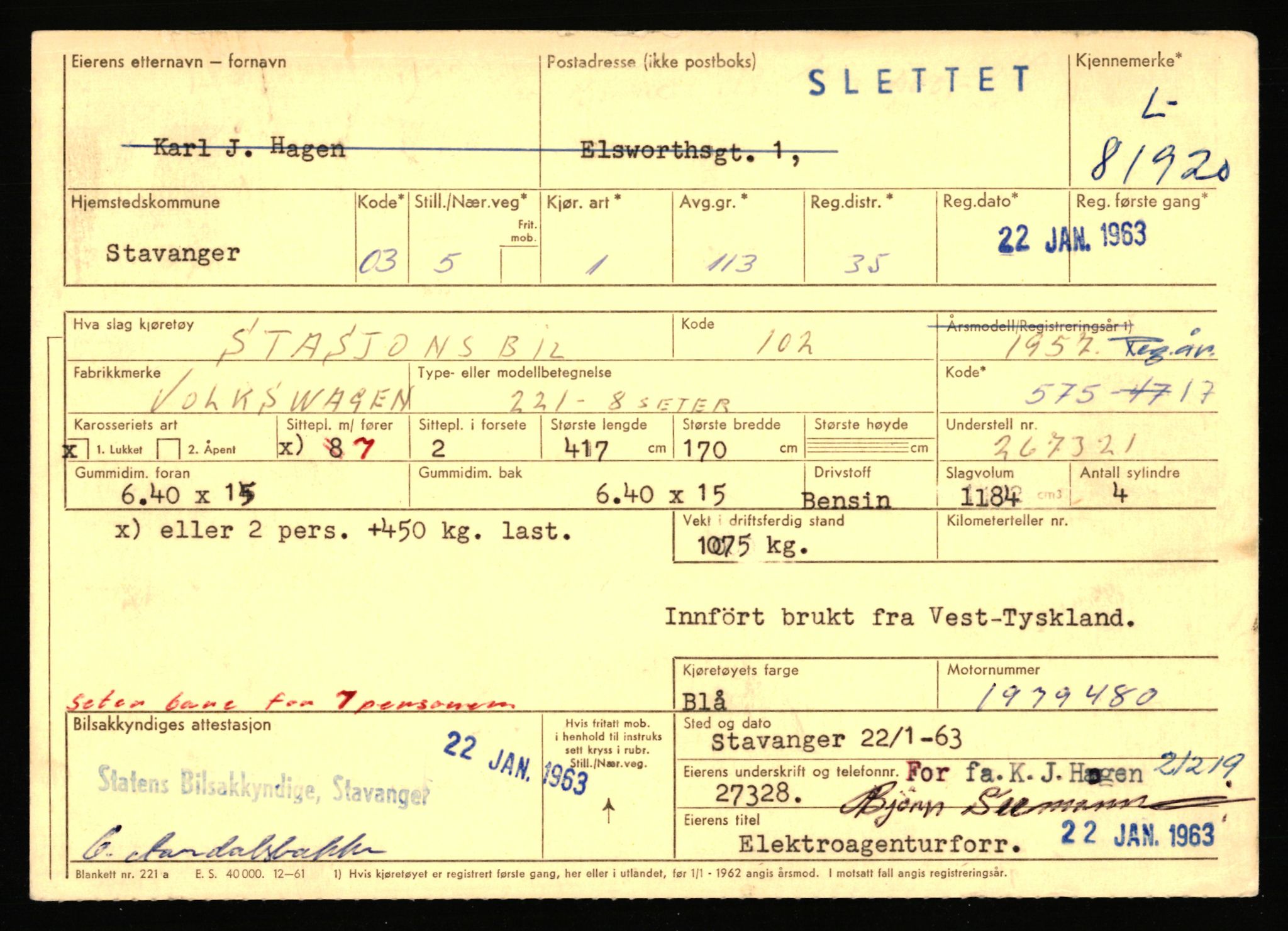 Stavanger trafikkstasjon, SAST/A-101942/0/F/L0071: L-80500 - L-82199, 1930-1971, s. 2357