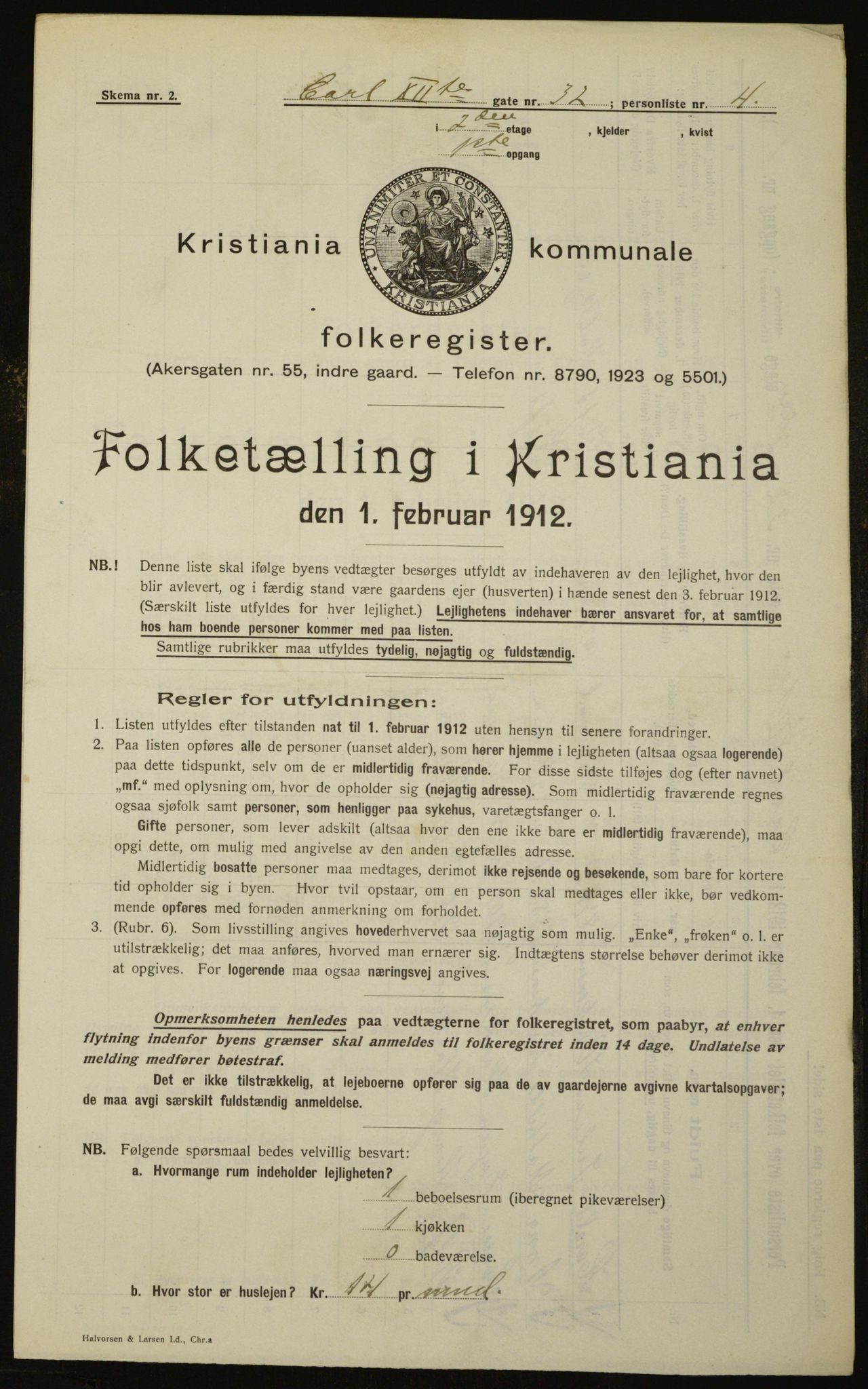 OBA, Kommunal folketelling 1.2.1912 for Kristiania, 1912, s. 48973