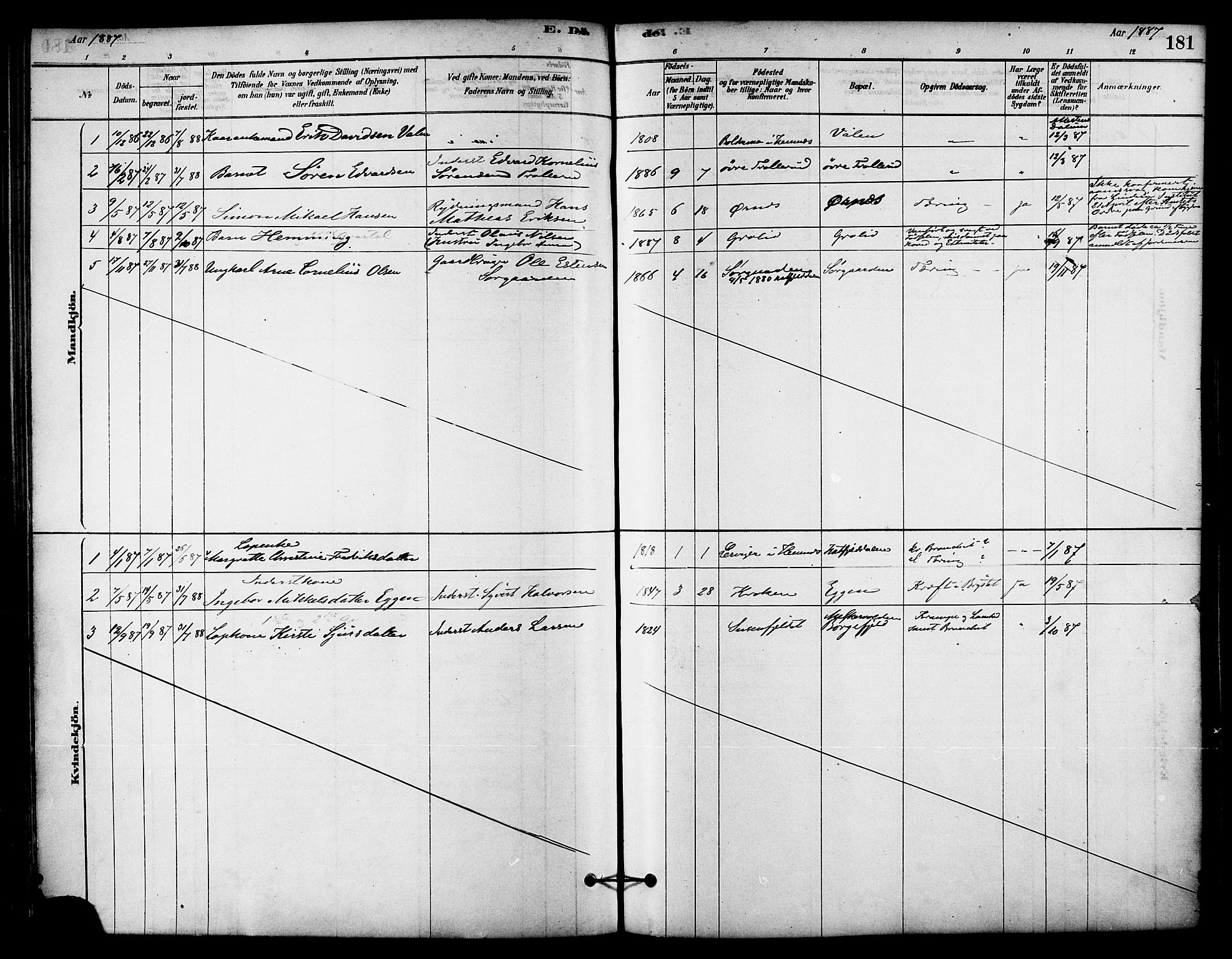 Ministerialprotokoller, klokkerbøker og fødselsregistre - Nordland, SAT/A-1459/823/L0325: Ministerialbok nr. 823A02, 1878-1898, s. 181