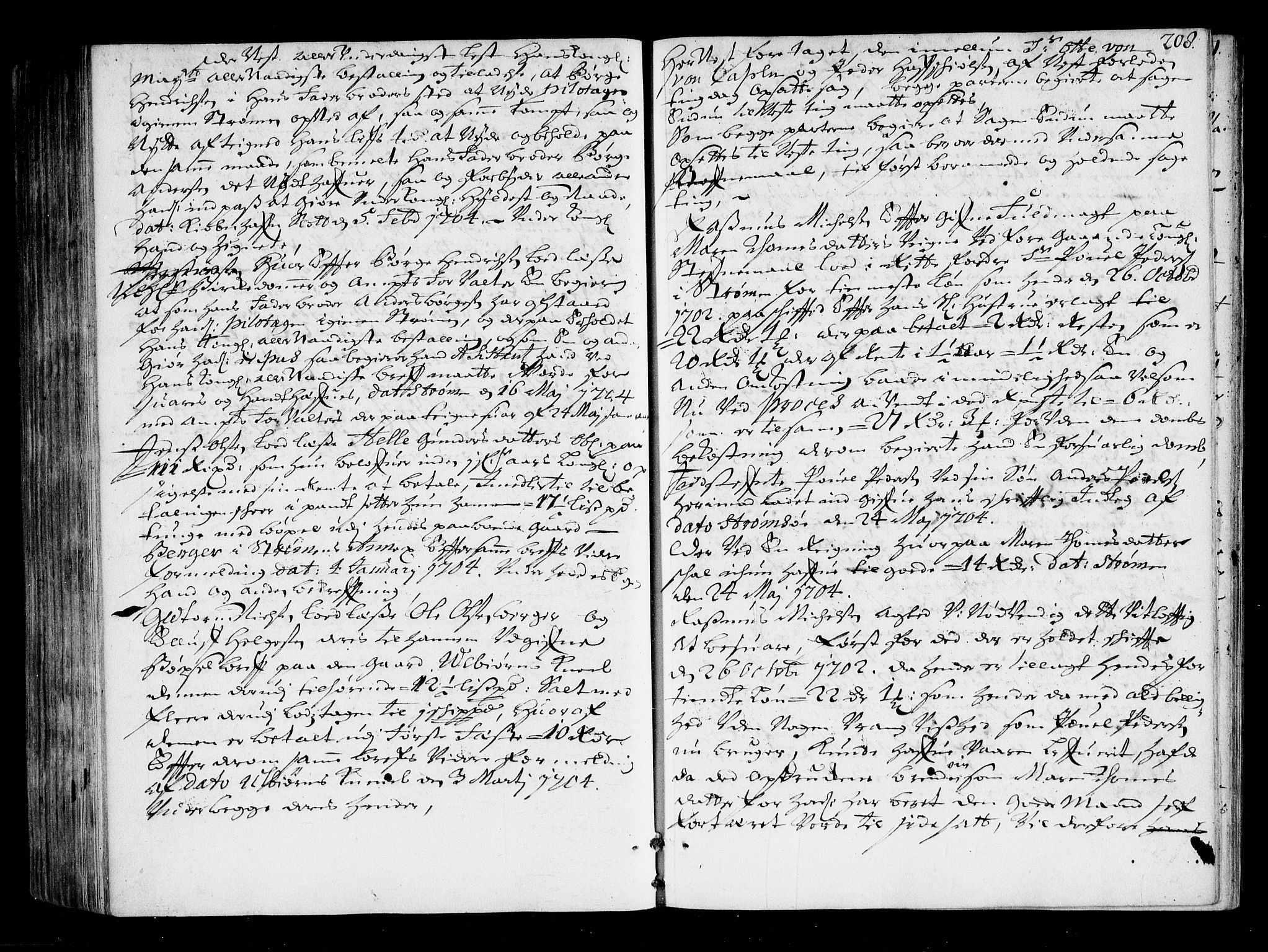 Nordre Jarlsberg sorenskriveri, AV/SAKO-A-80/F/Fa/Faa/L0011: Tingbok, 1701-1704, s. 208
