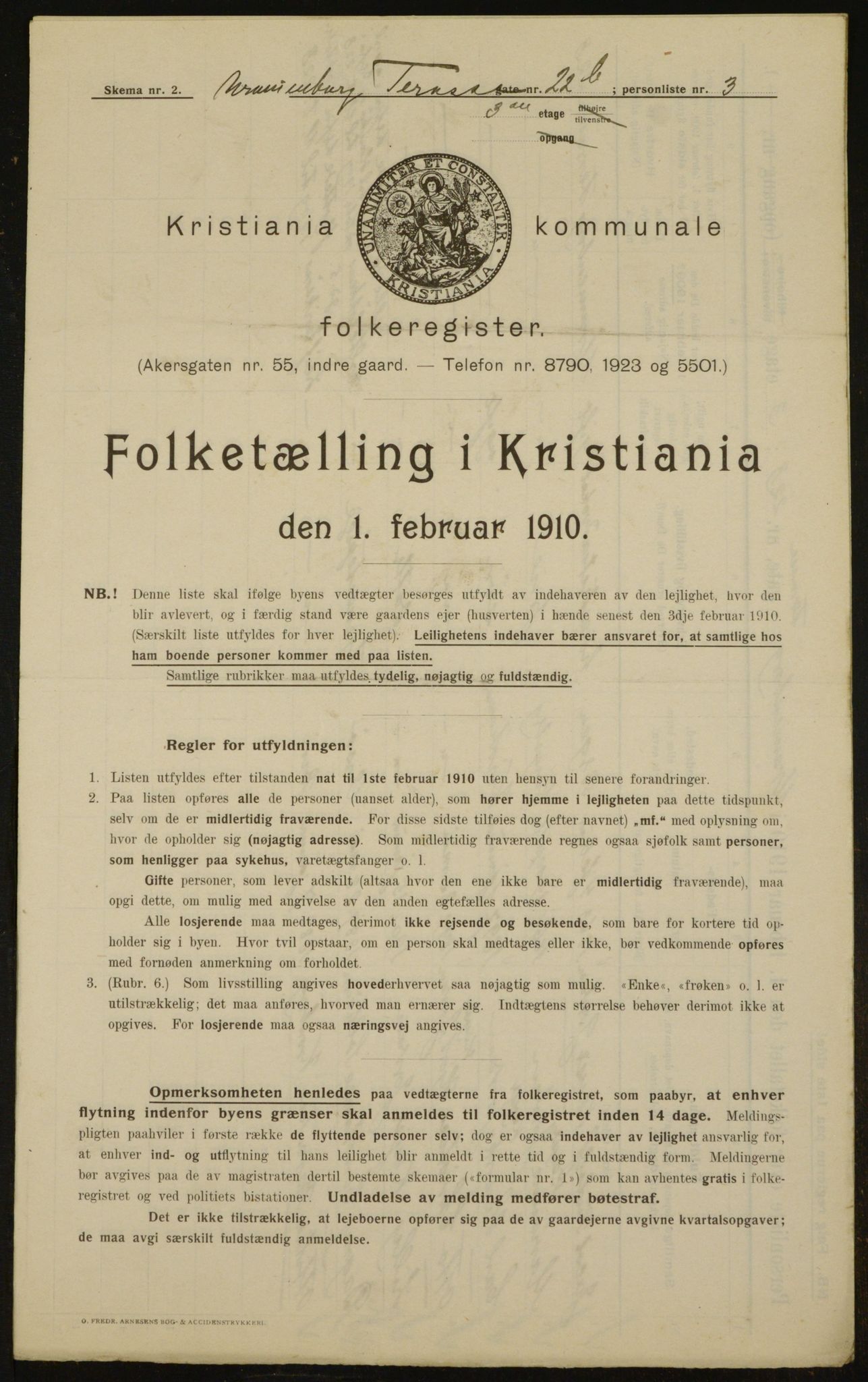 OBA, Kommunal folketelling 1.2.1910 for Kristiania, 1910, s. 114075