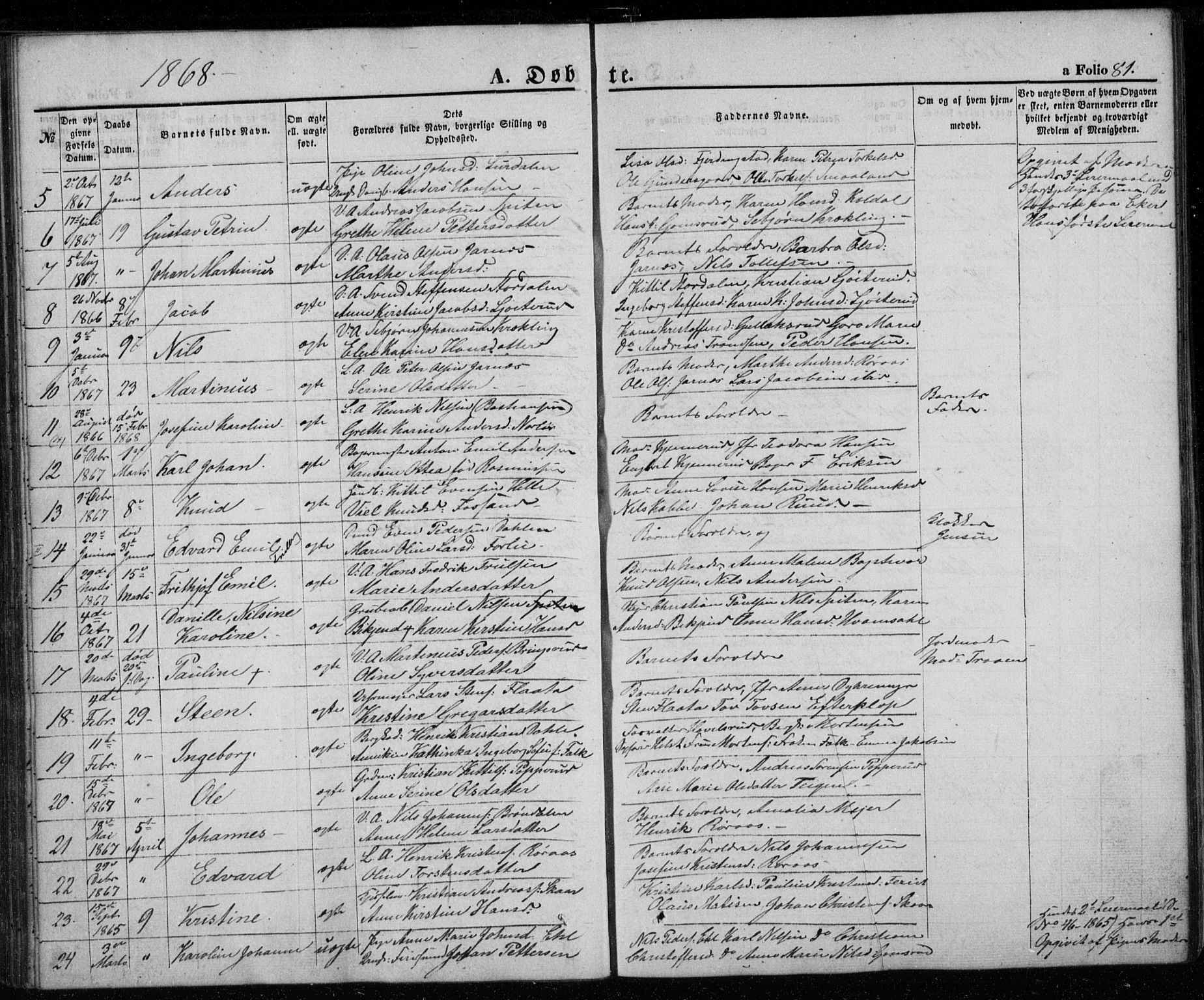 Kongsberg kirkebøker, AV/SAKO-A-22/G/Ga/L0003: Klokkerbok nr. 3, 1859-1875, s. 81