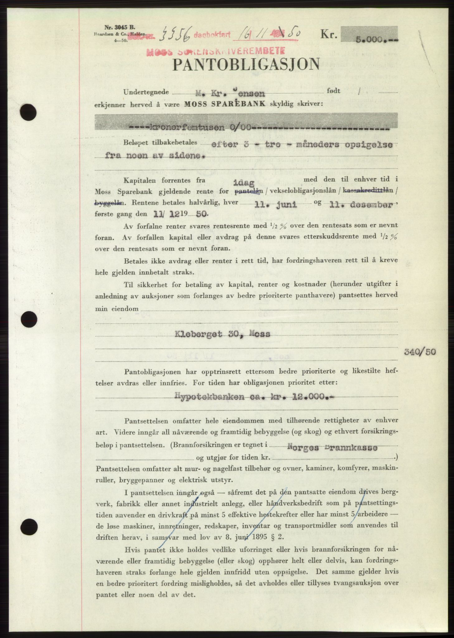 Moss sorenskriveri, SAO/A-10168: Pantebok nr. B25, 1950-1950, Dagboknr: 3356/1950