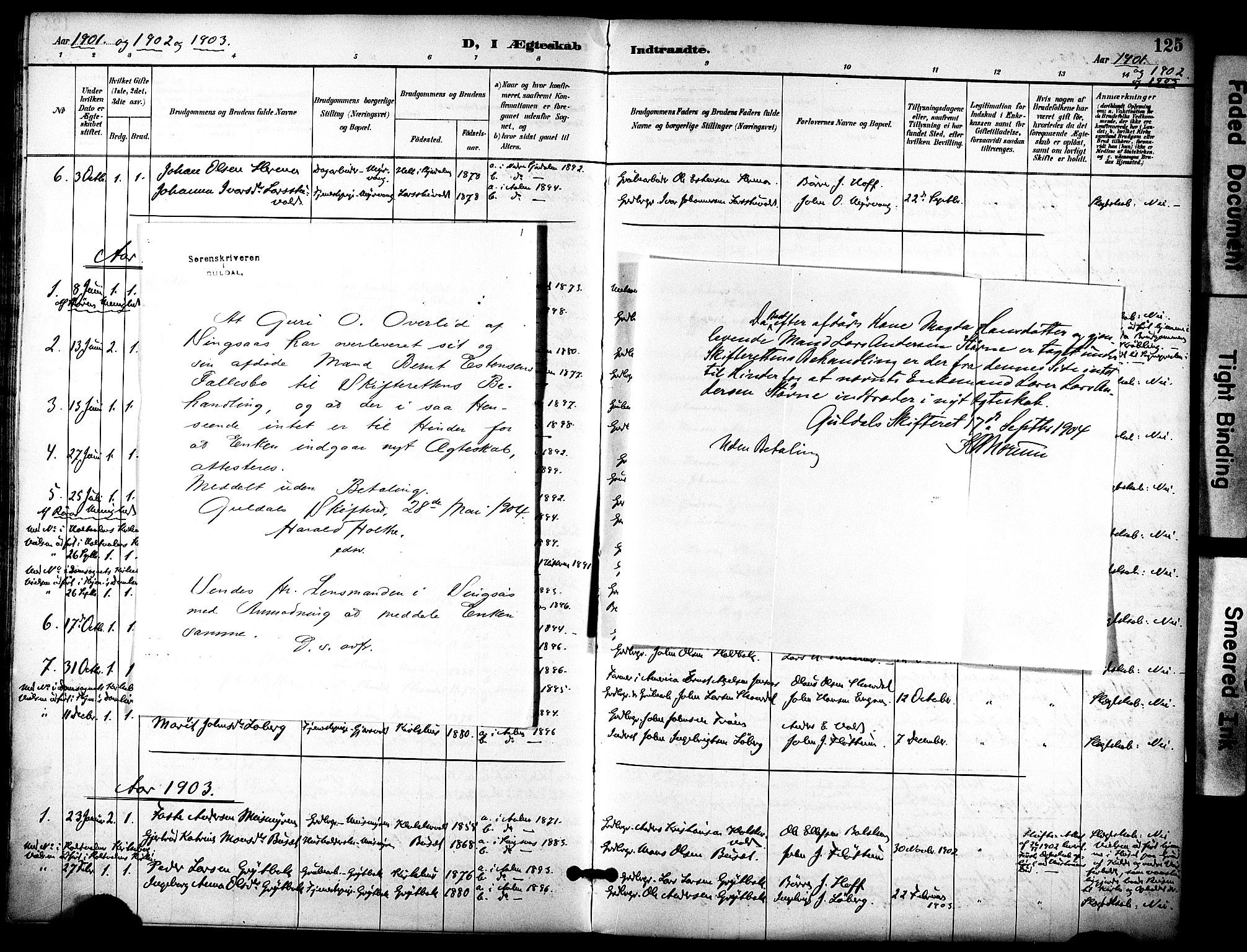 Ministerialprotokoller, klokkerbøker og fødselsregistre - Sør-Trøndelag, AV/SAT-A-1456/686/L0984: Ministerialbok nr. 686A02, 1891-1906, s. 125