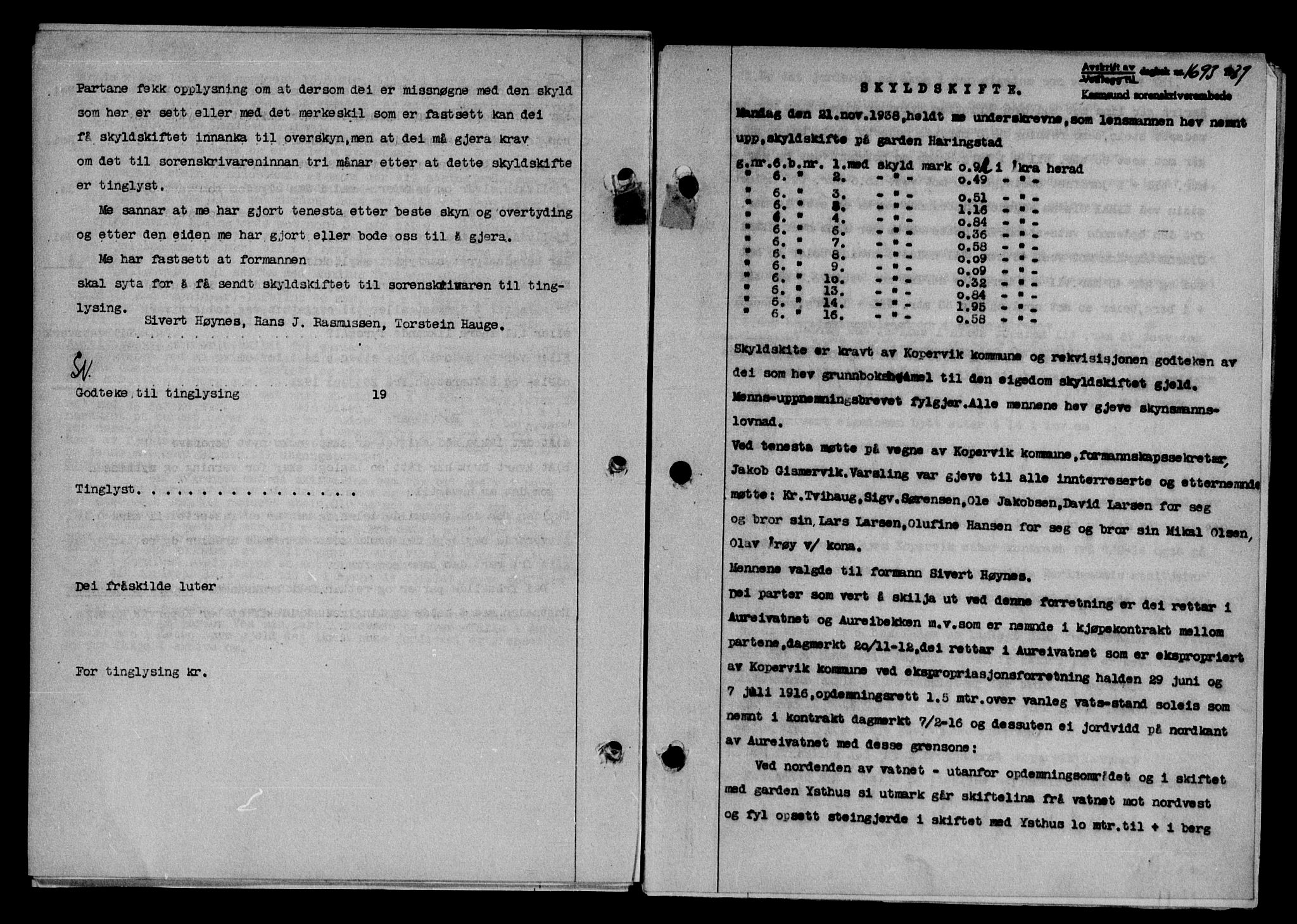 Karmsund sorenskriveri, SAST/A-100311/01/II/IIB/L0072: Pantebok nr. 53A, 1939-1940, Dagboknr: 1693/1939