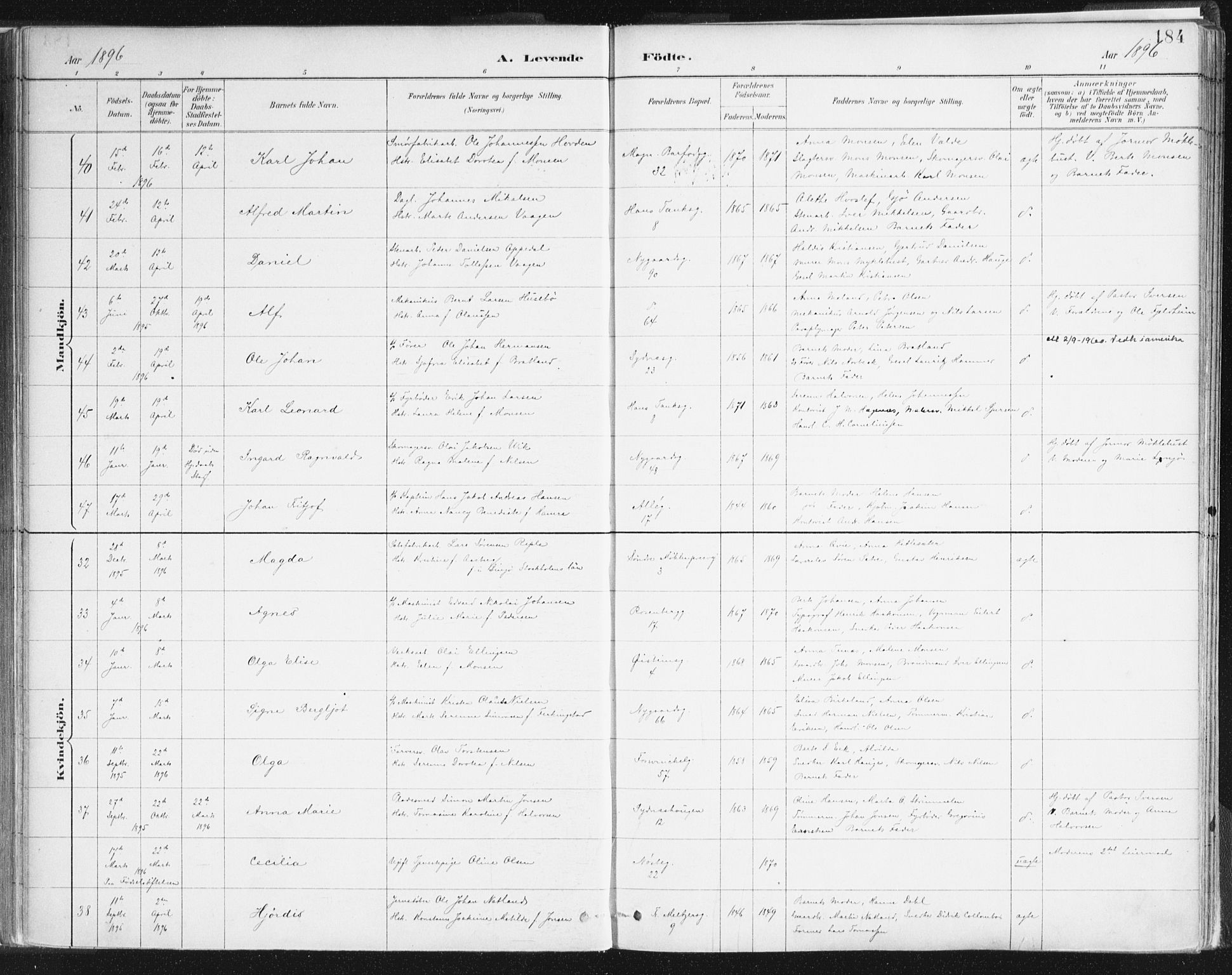 Johanneskirken sokneprestembete, SAB/A-76001/H/Haa/L0001: Ministerialbok nr. A 1, 1885-1900, s. 184