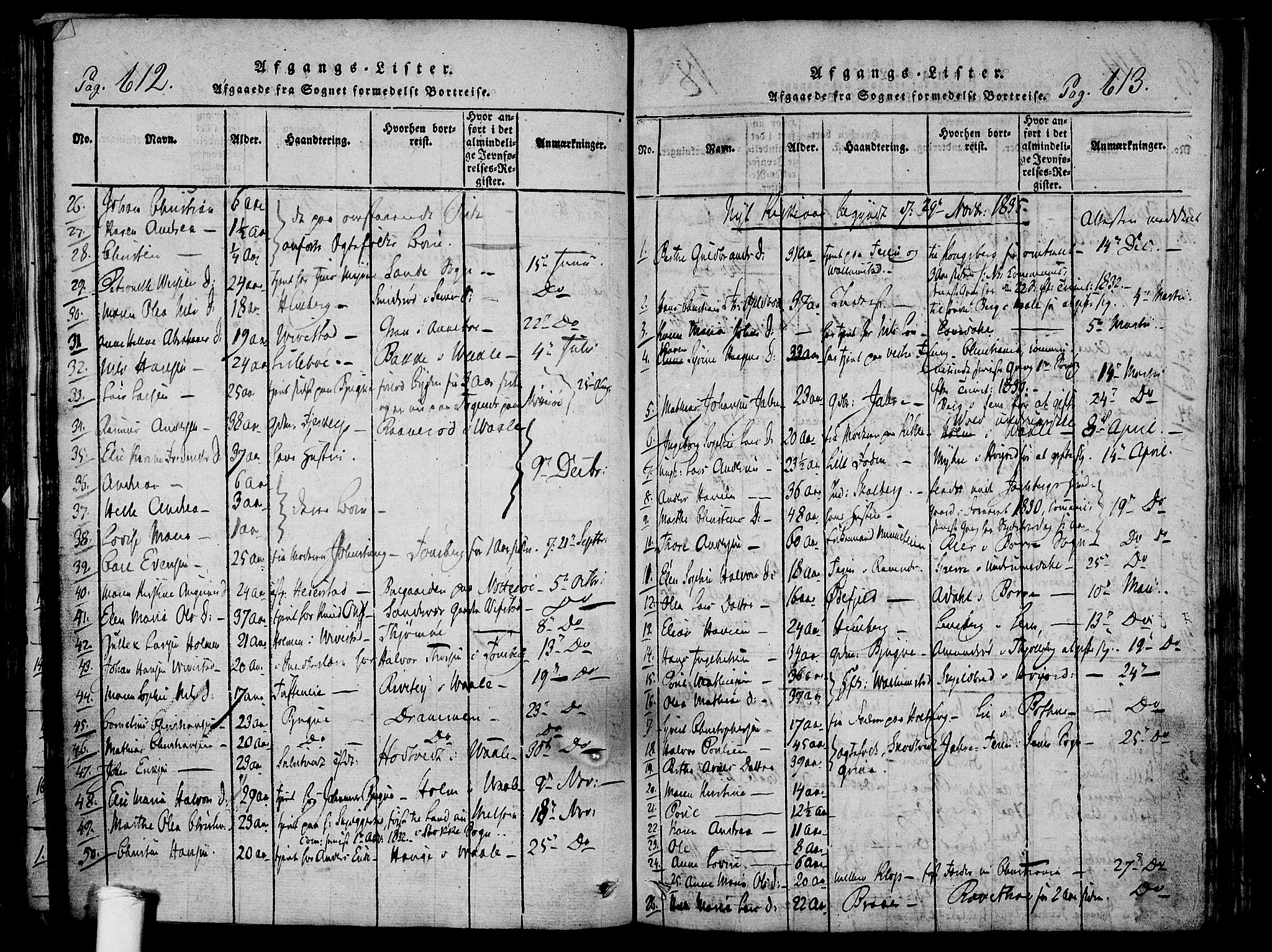 Ramnes kirkebøker, AV/SAKO-A-314/F/Fa/L0004: Ministerialbok nr. I 4, 1813-1840, s. 612-613