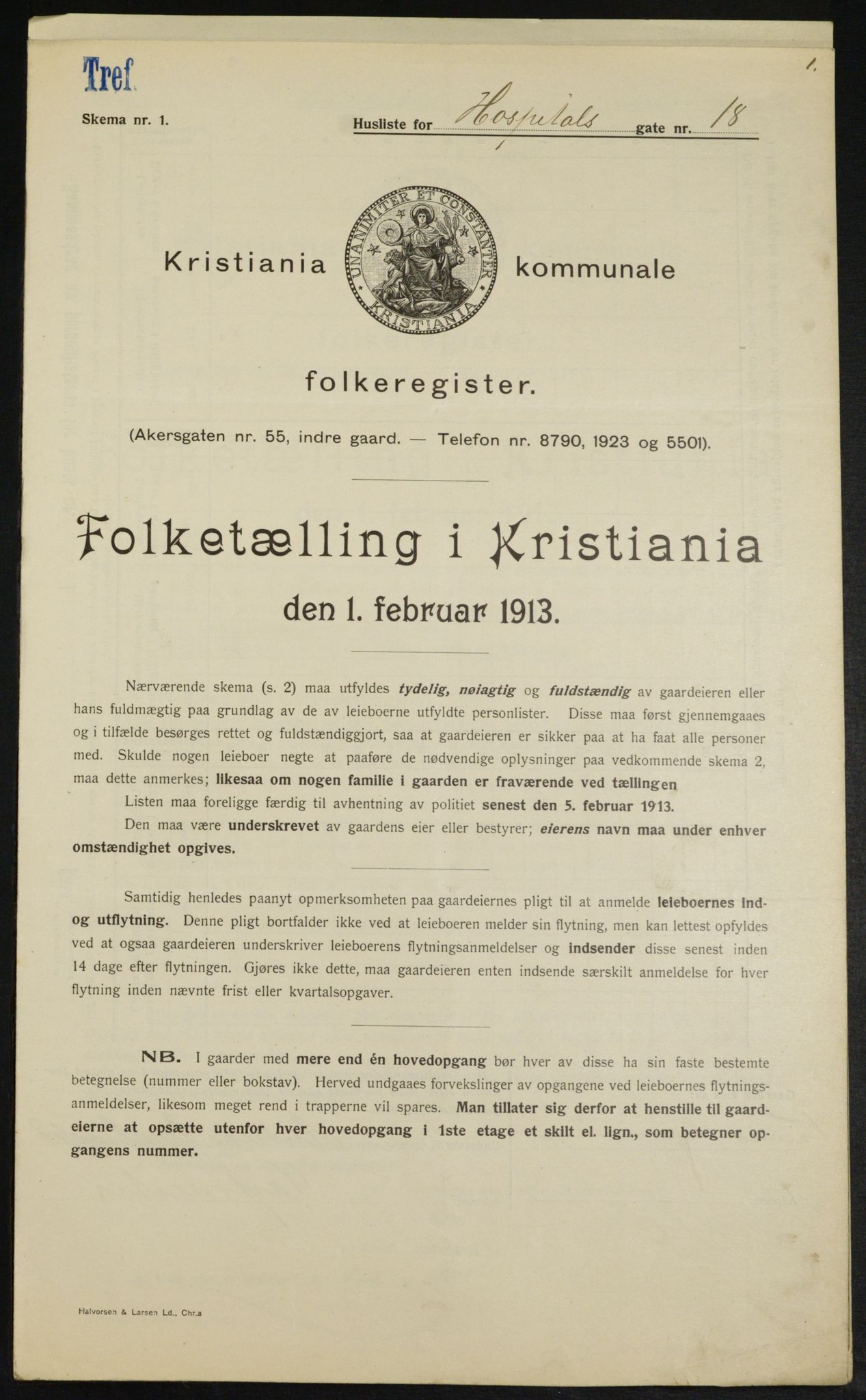 OBA, Kommunal folketelling 1.2.1913 for Kristiania, 1913, s. 41356