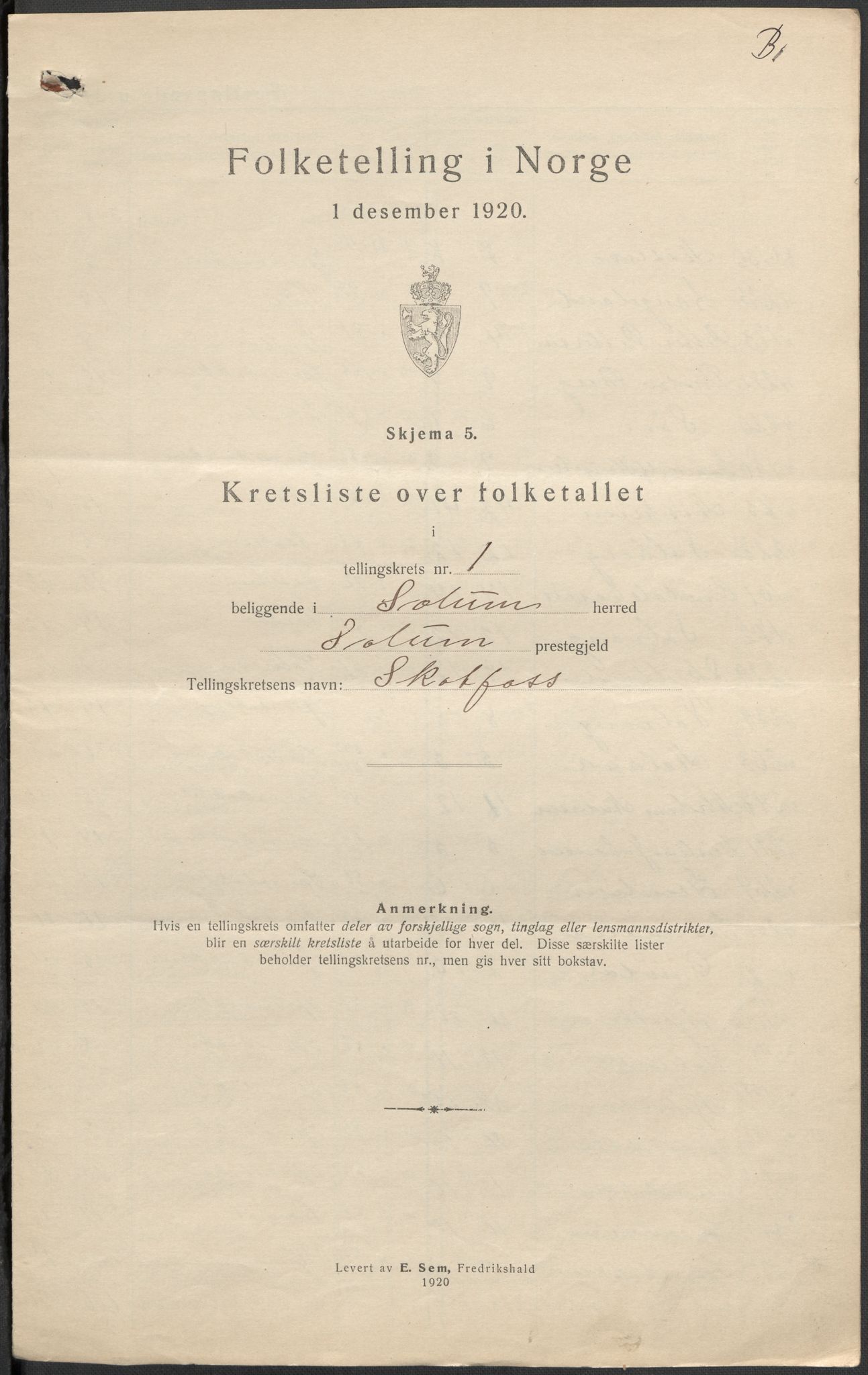 SAKO, Folketelling 1920 for 0818 Solum herred, 1920, s. 10